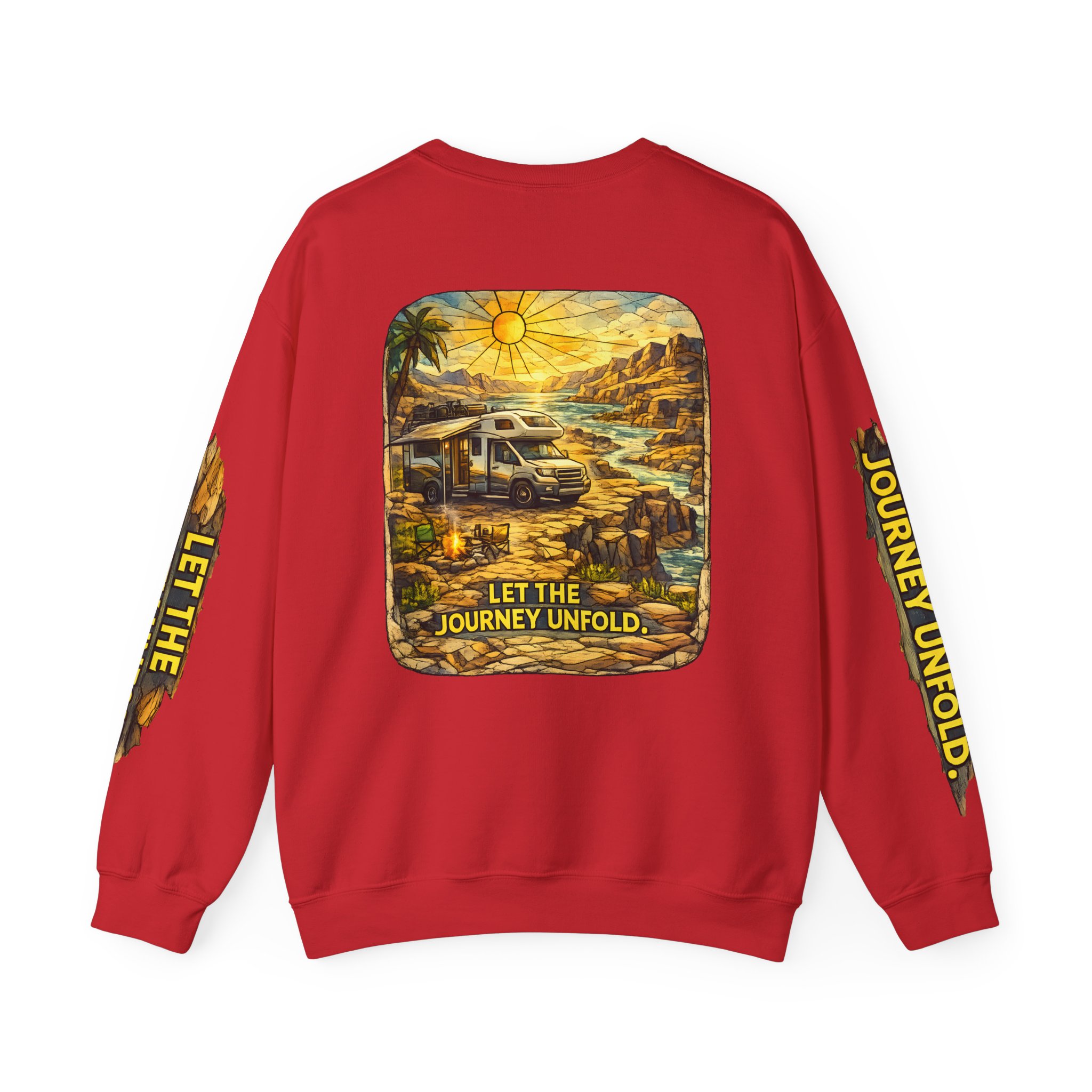 Unisex Heavy Blend™ Crewneck Sweatshirt — "Let The Journey Unfold" Design Cubic-Line