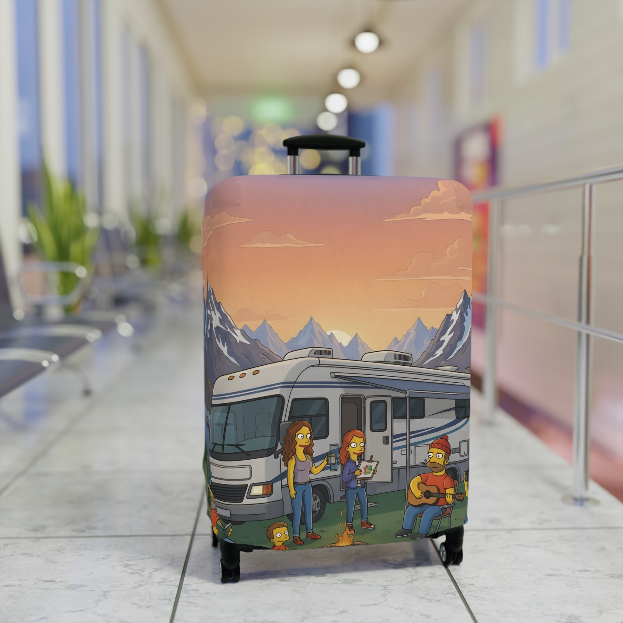 10310616572158195659_2048.jpeg Luggage Cover — Adventure Camper Sketch Travel Suitcase(Design Sitcom-Line)