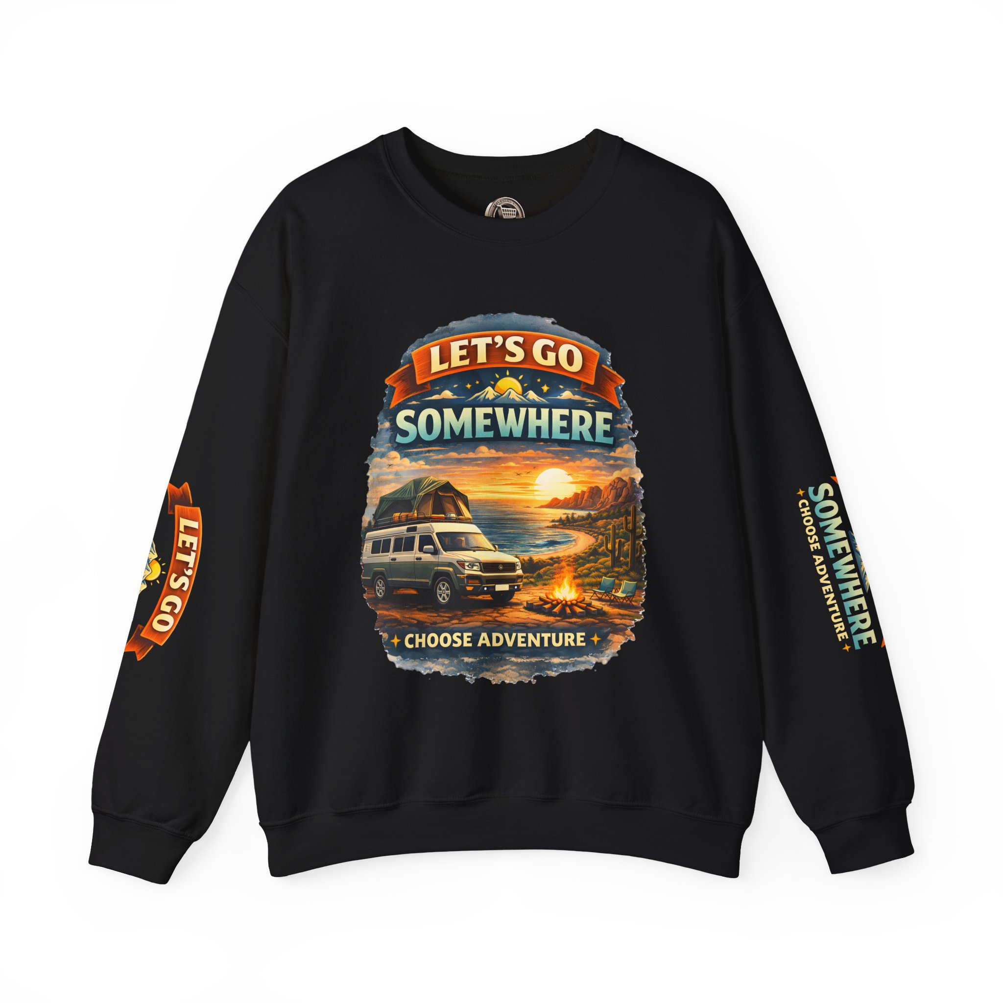 Unisex Heavy Blend™ Crewneck Sweatshirt — "Lets Go Somewhere" Design Scenic-Line