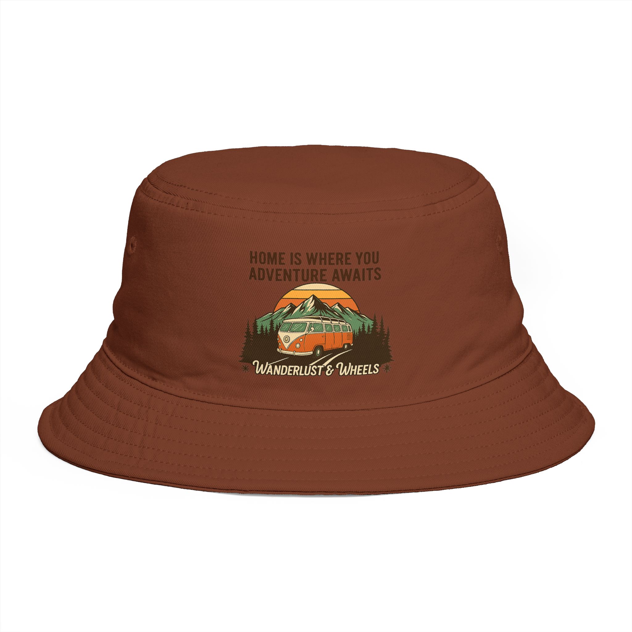 Bucket Hat — Wanderlust Camper Design (“Home is Where You Adventure Awaits”)