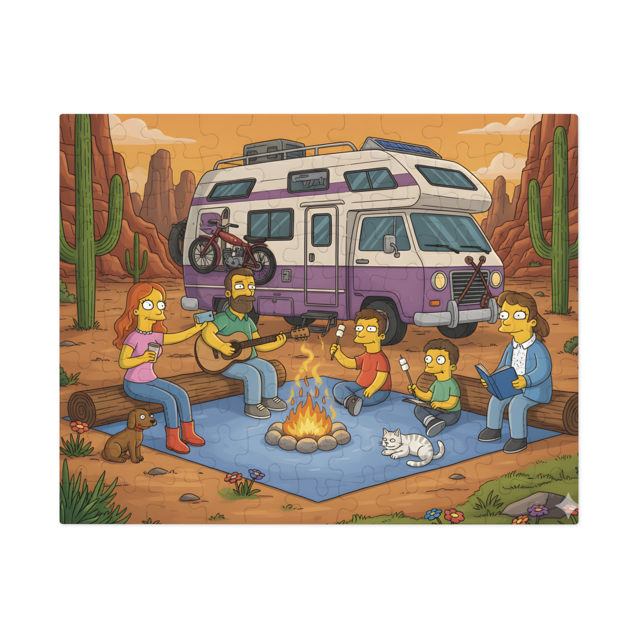 Jigsaw Puzzle with Tin – RV Campfire Design