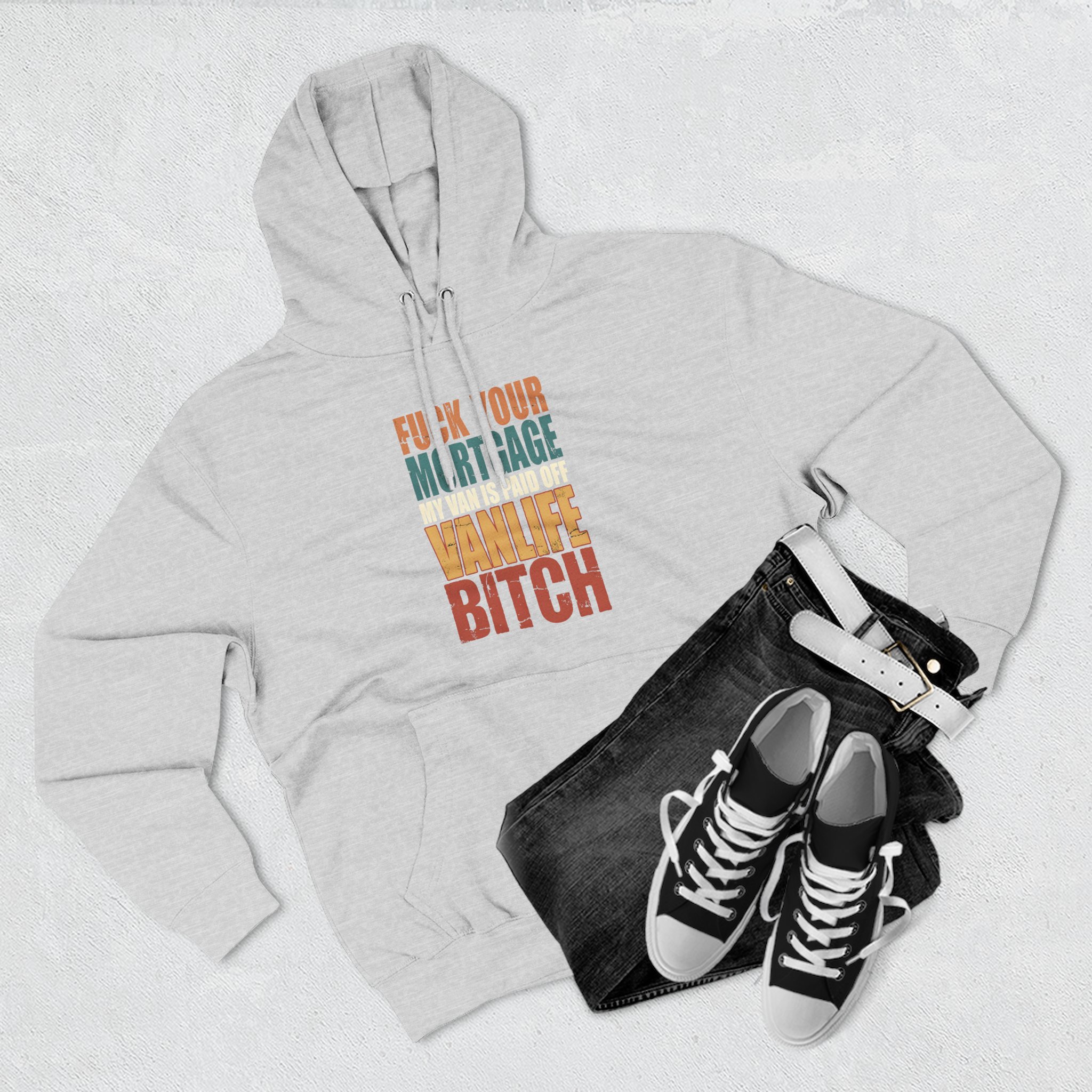 Three-Panel Fleece Hoodie - "Fuck Your Mortgage" Design F**K-Line