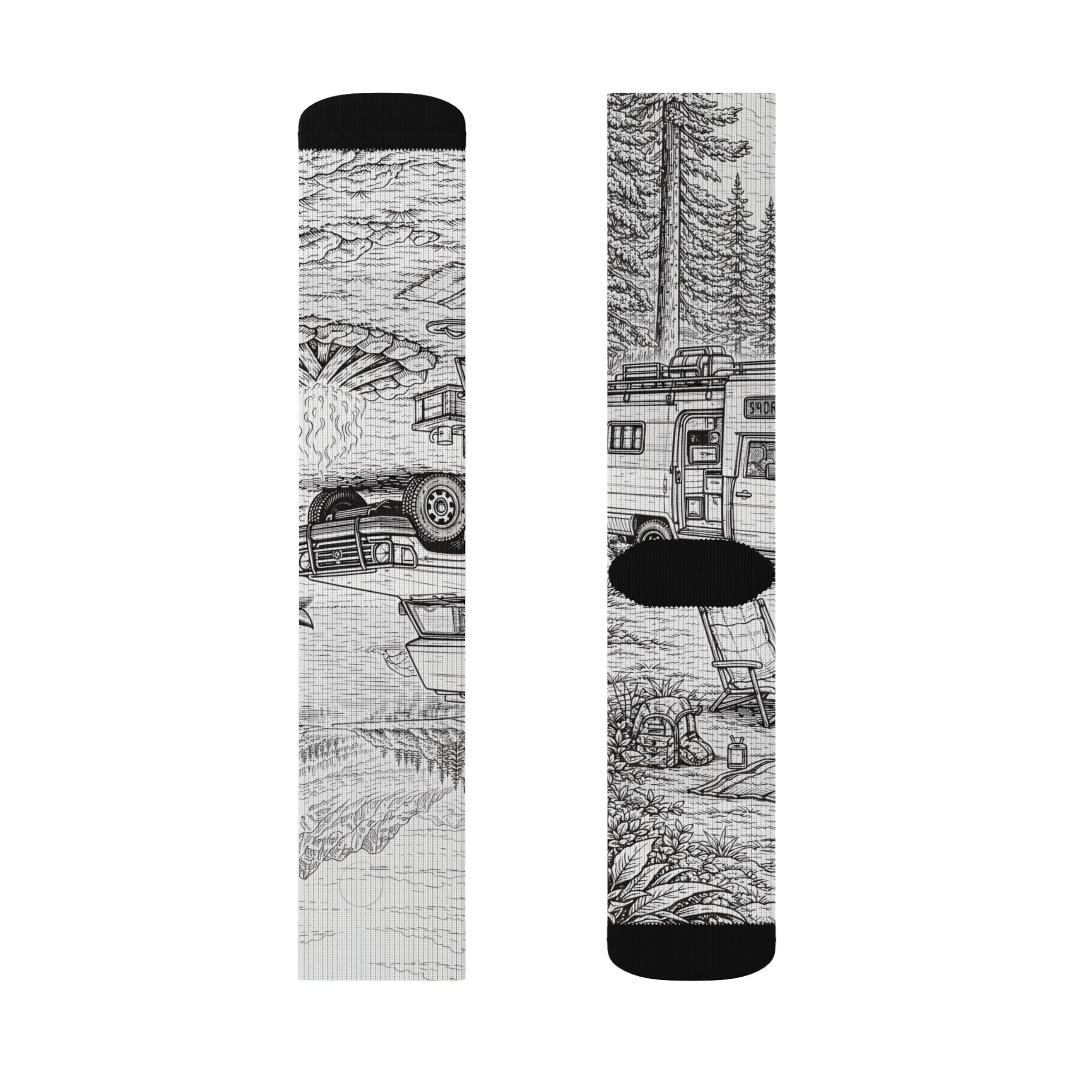 Sublimation Socks — Retro Camper Roadtrip Crew Socks