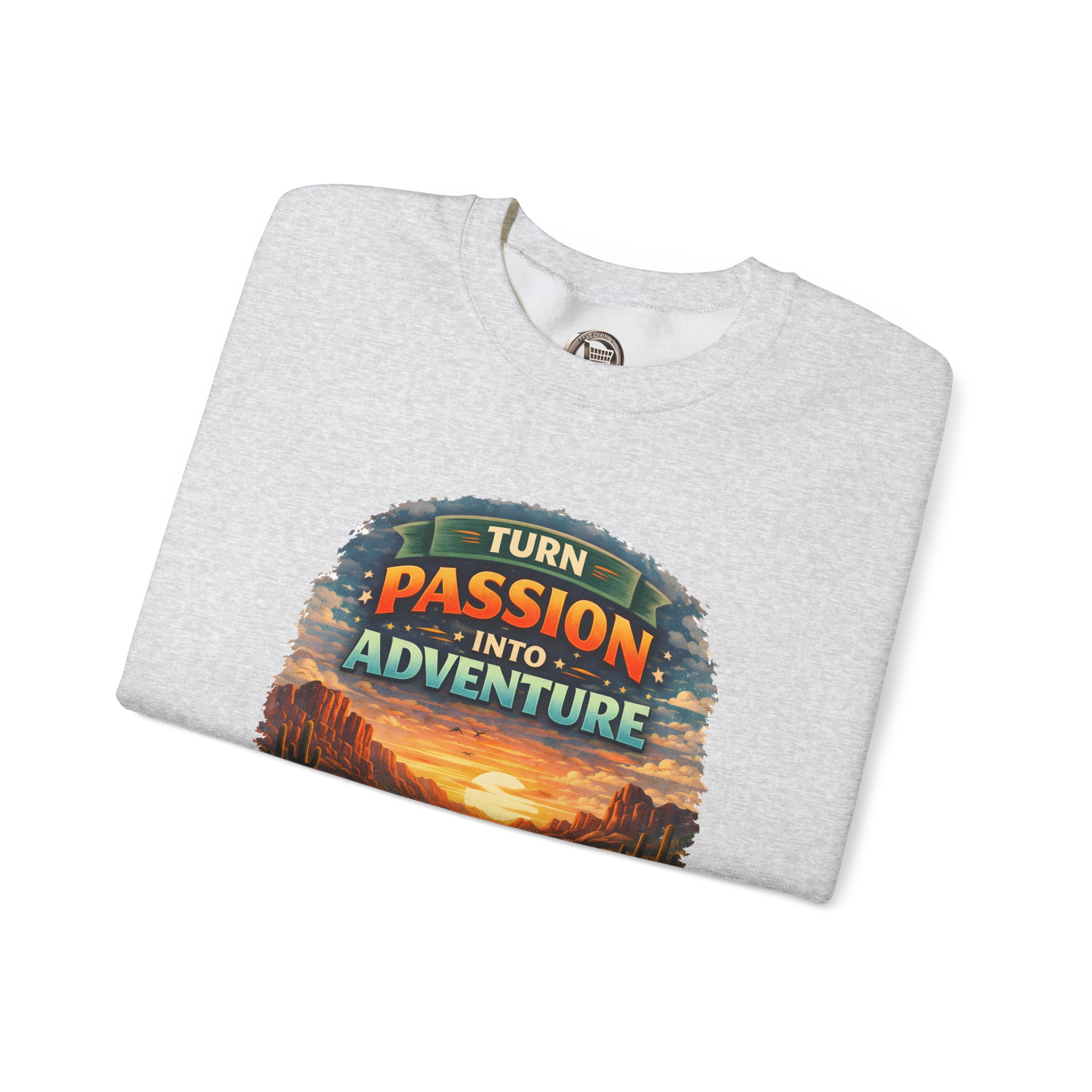 Unisex Heavy Blend™ Crewneck Sweatshirt — "Turn Passion Into Adventure" Design Scenic-Line