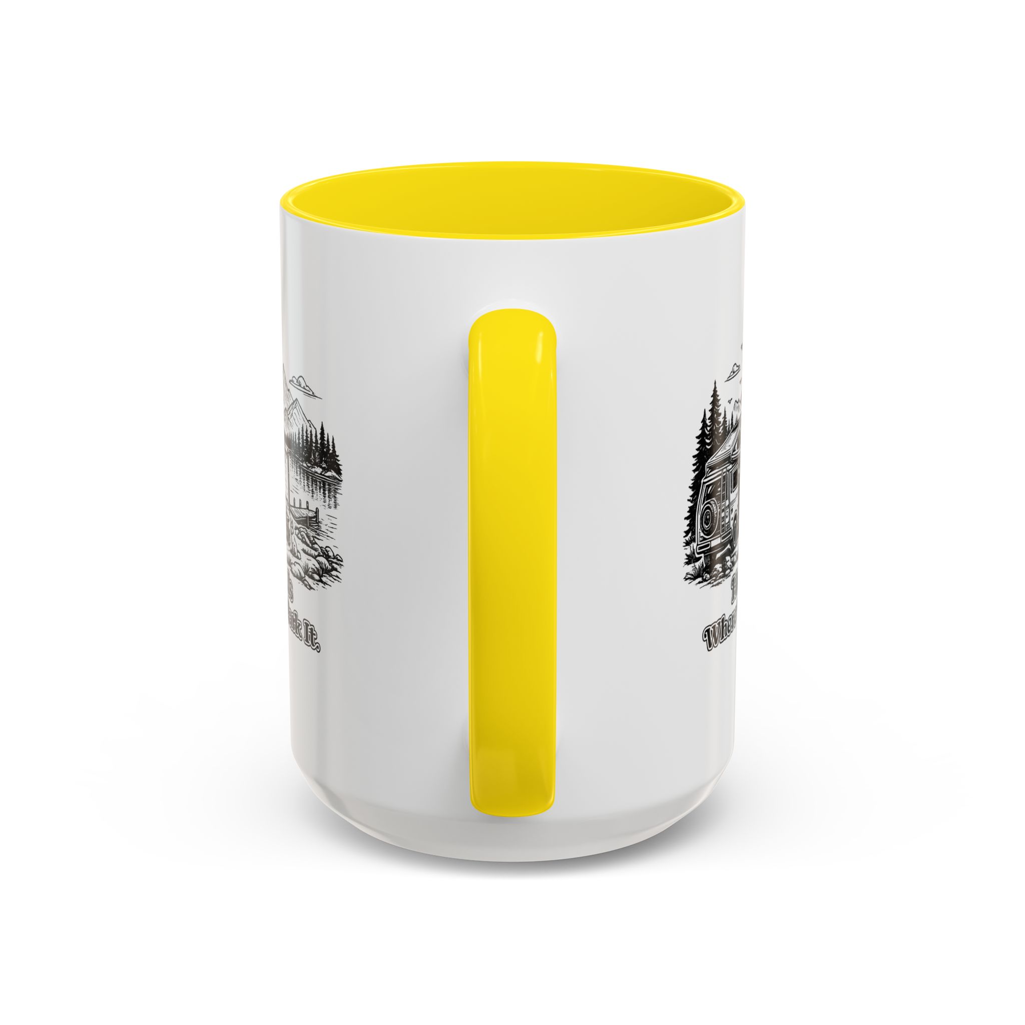 Accent Coffee Mug (11, 15oz) — "Home Is Where You Park It" Design Minimal-Line