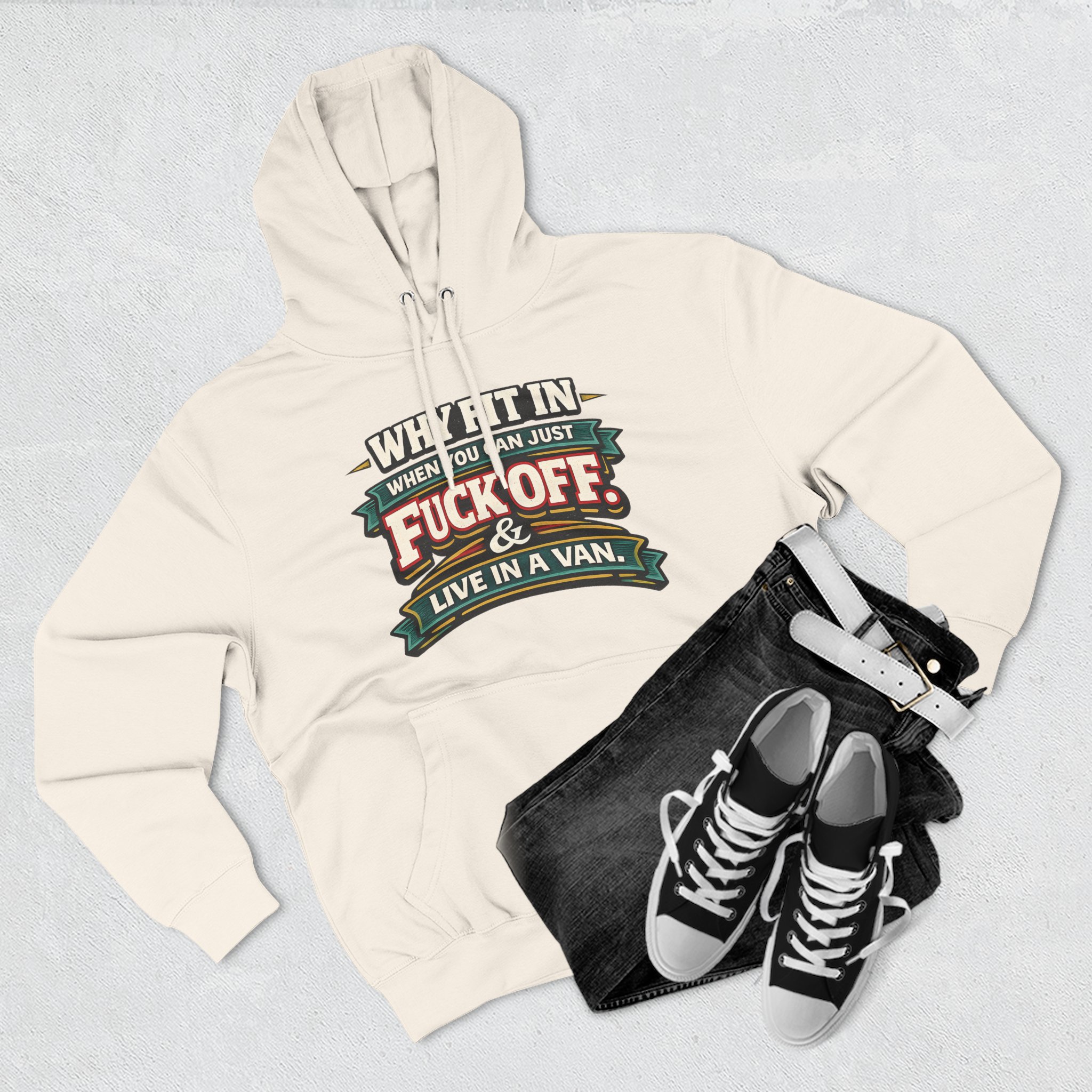 Three-Panel Fleece Hoodie - "Why Fit In" Design F**K-Line