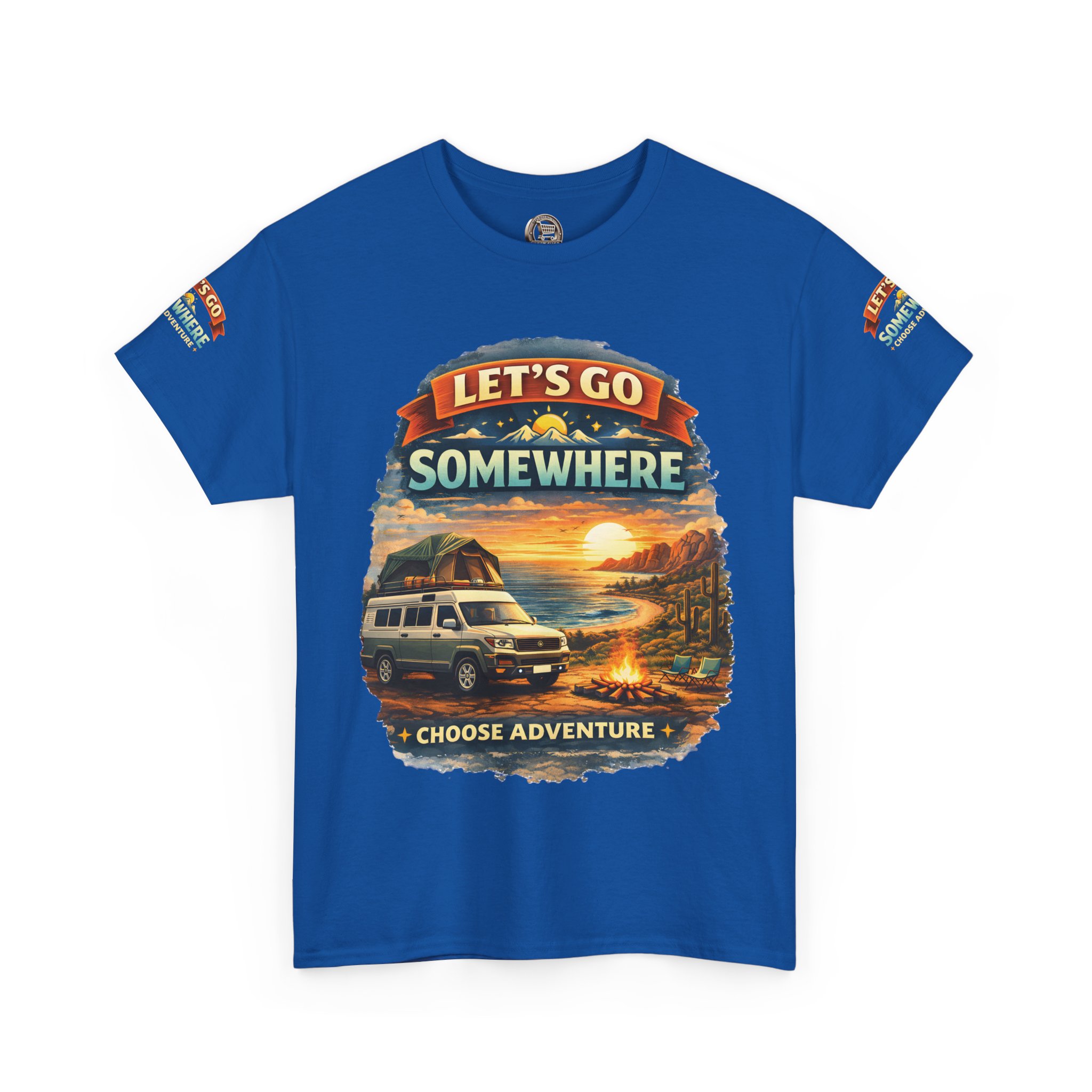 Unisex Heavy Cotton Tee — "Lets Go Somewhere" Design Scenic-Line