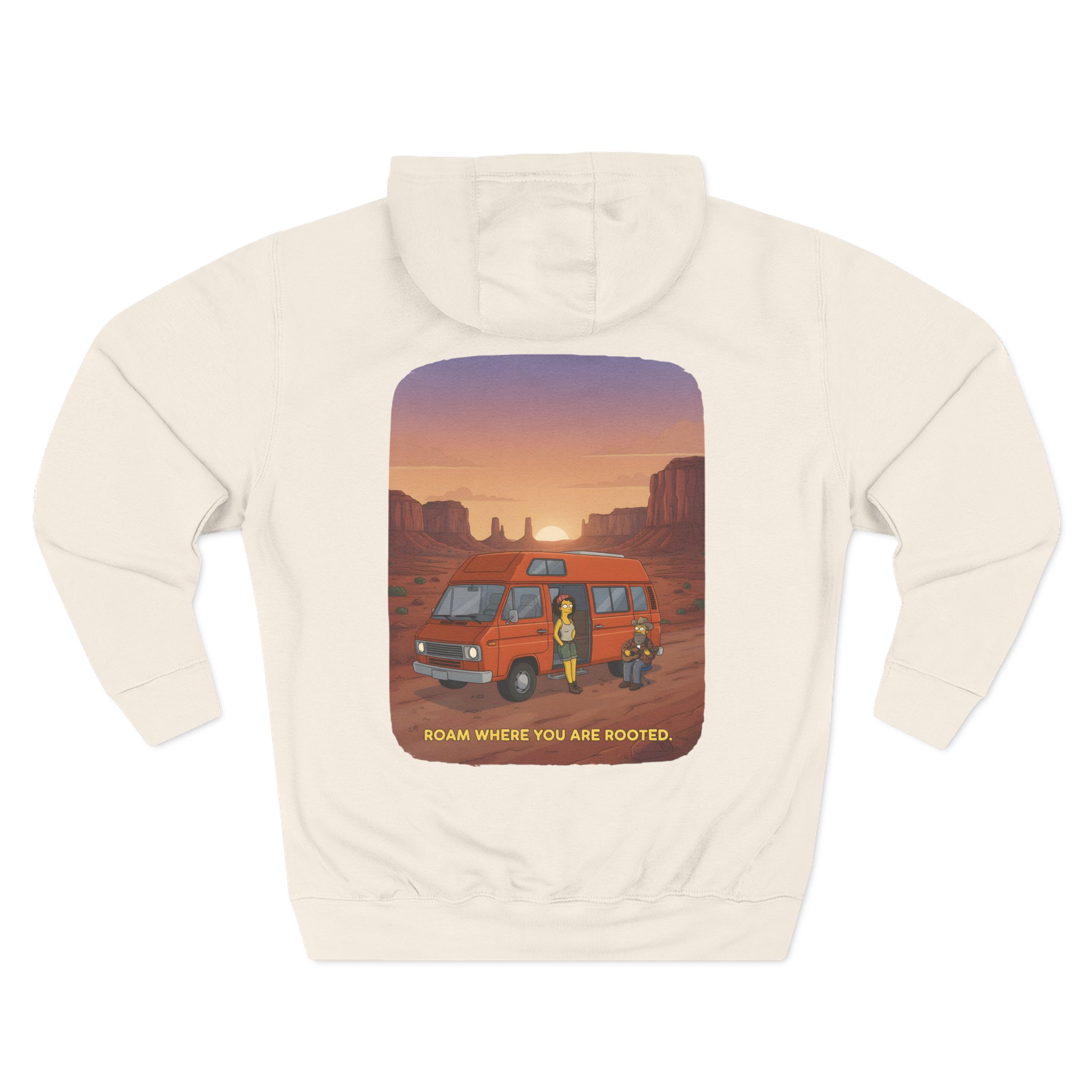 Three-Panel Fleece Hoodie - "Roam Where You Are Rooted" Design Sitcom-Line