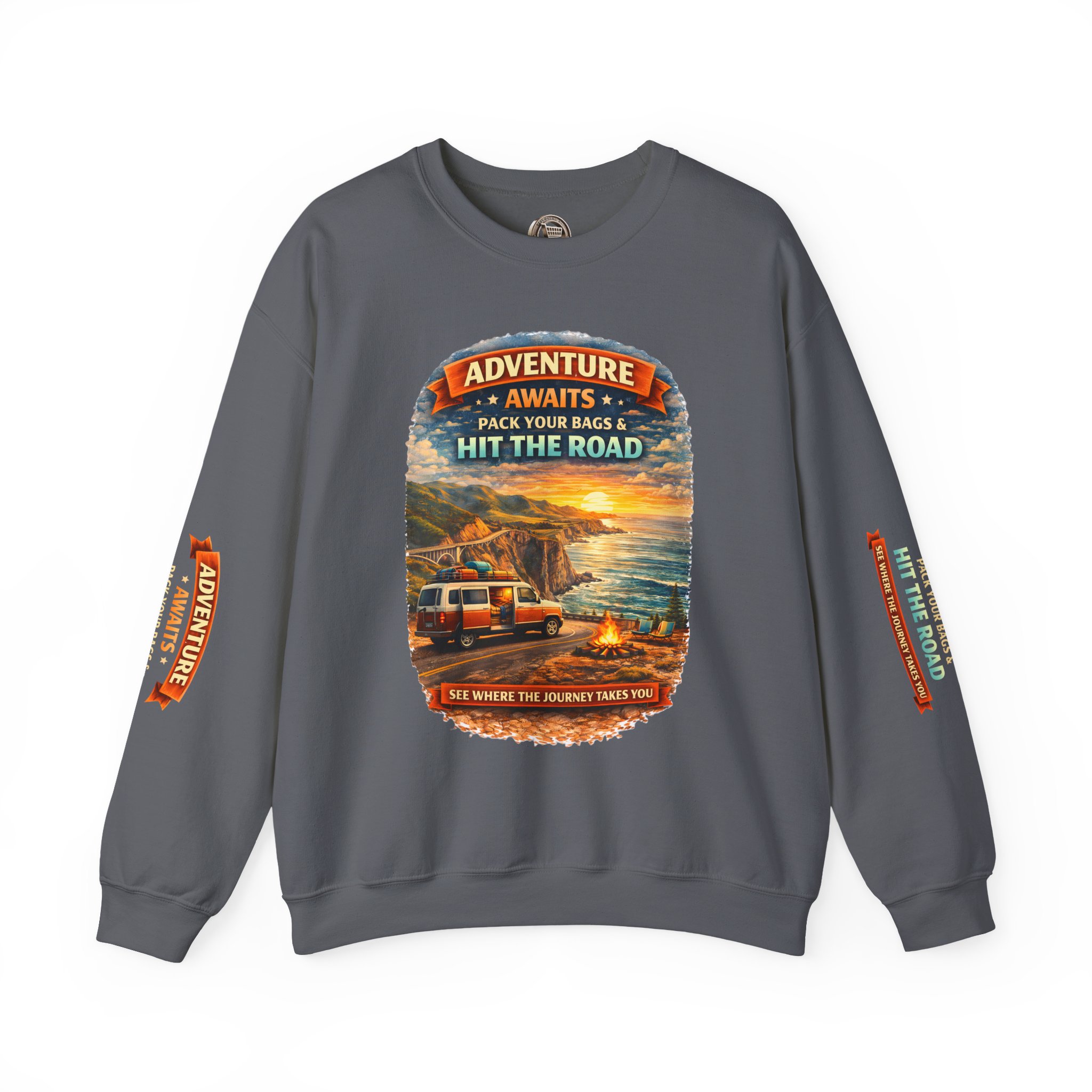 10337053747697172047_2048.jpeg Unisex Heavy Blend™ Crewneck Sweatshirt — "Adventure Awaits-Pack Your Bags" Design Scenic-Line