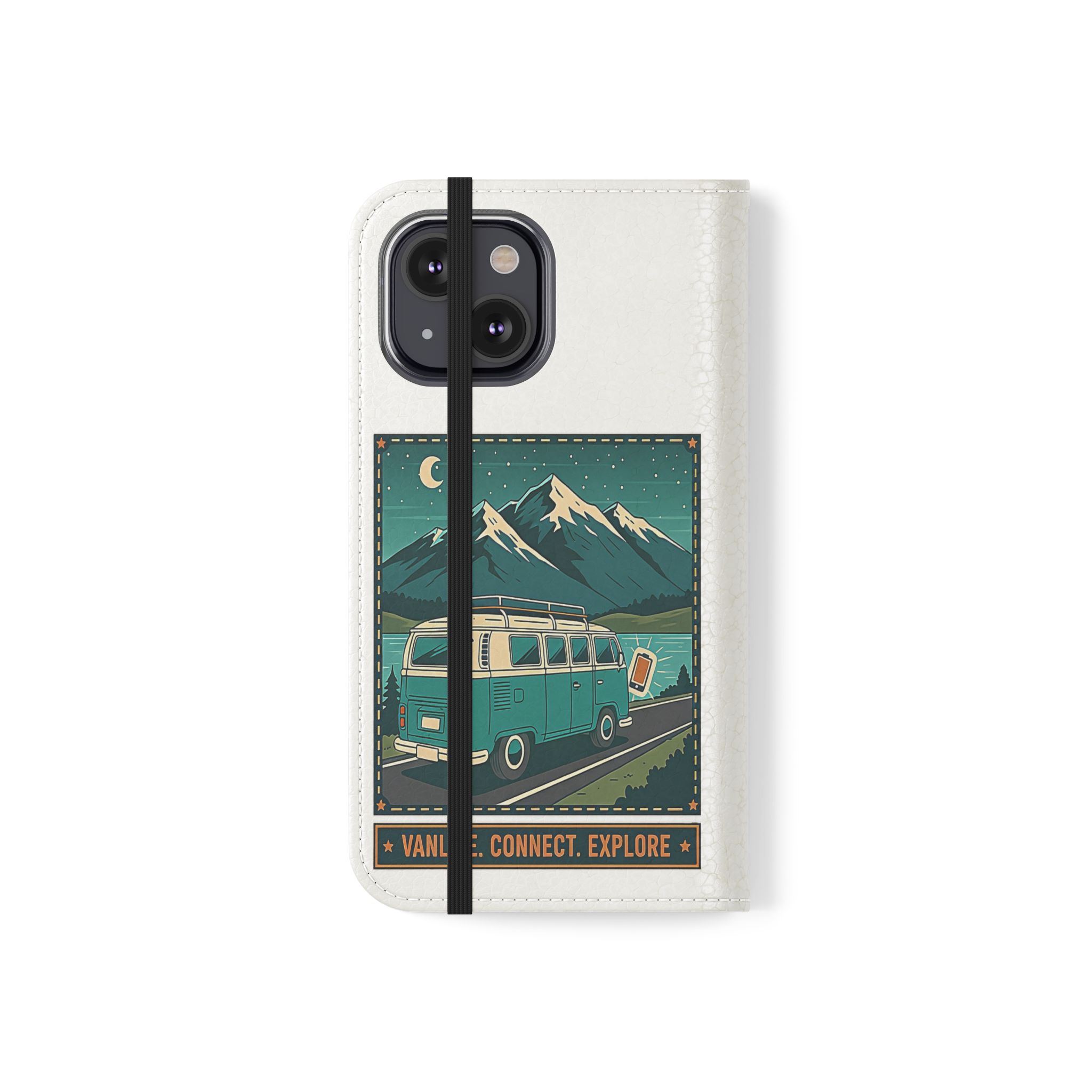 Flip Phone Case — “WiFi Where the Roam Is” Vanlife Wallet Case