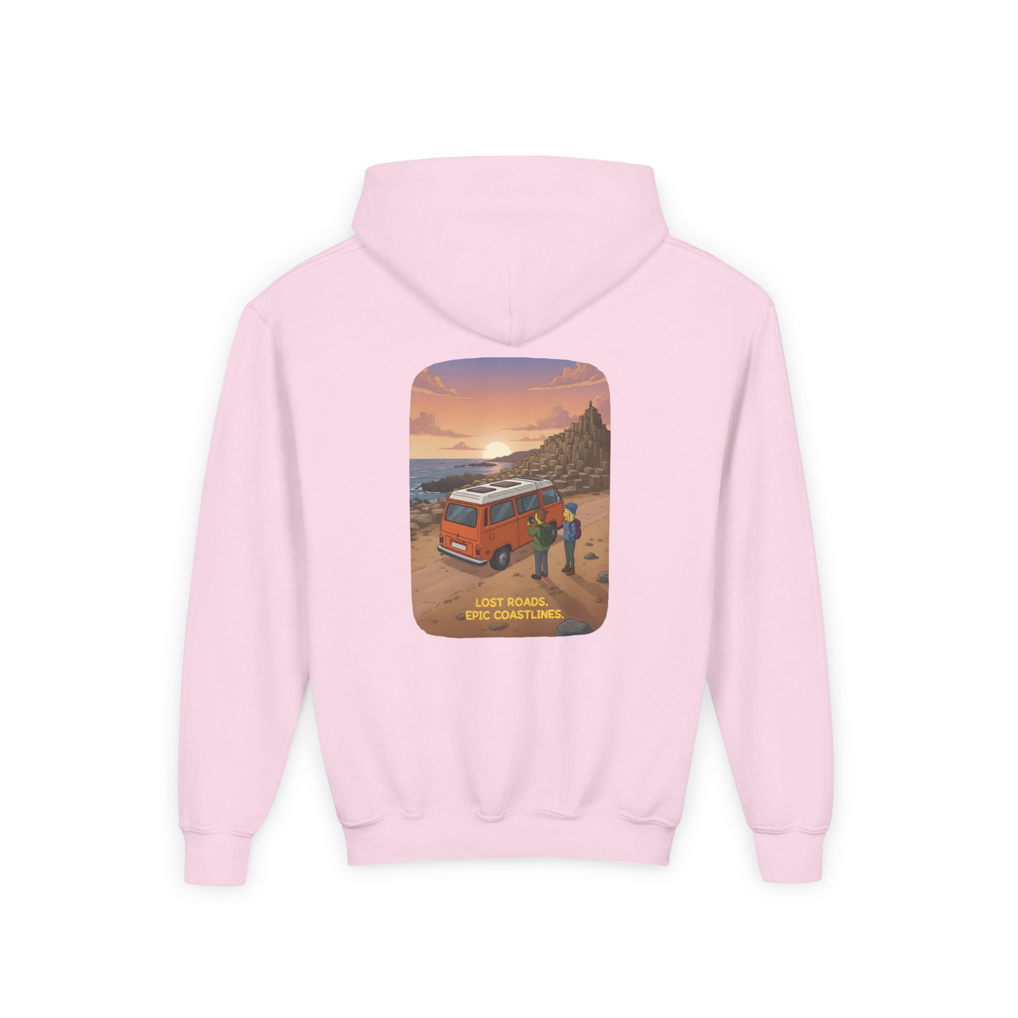 Youth Hoodie(Gildan) – "Lost Roads Epic Coastlines" (Design Sitcom-Line)