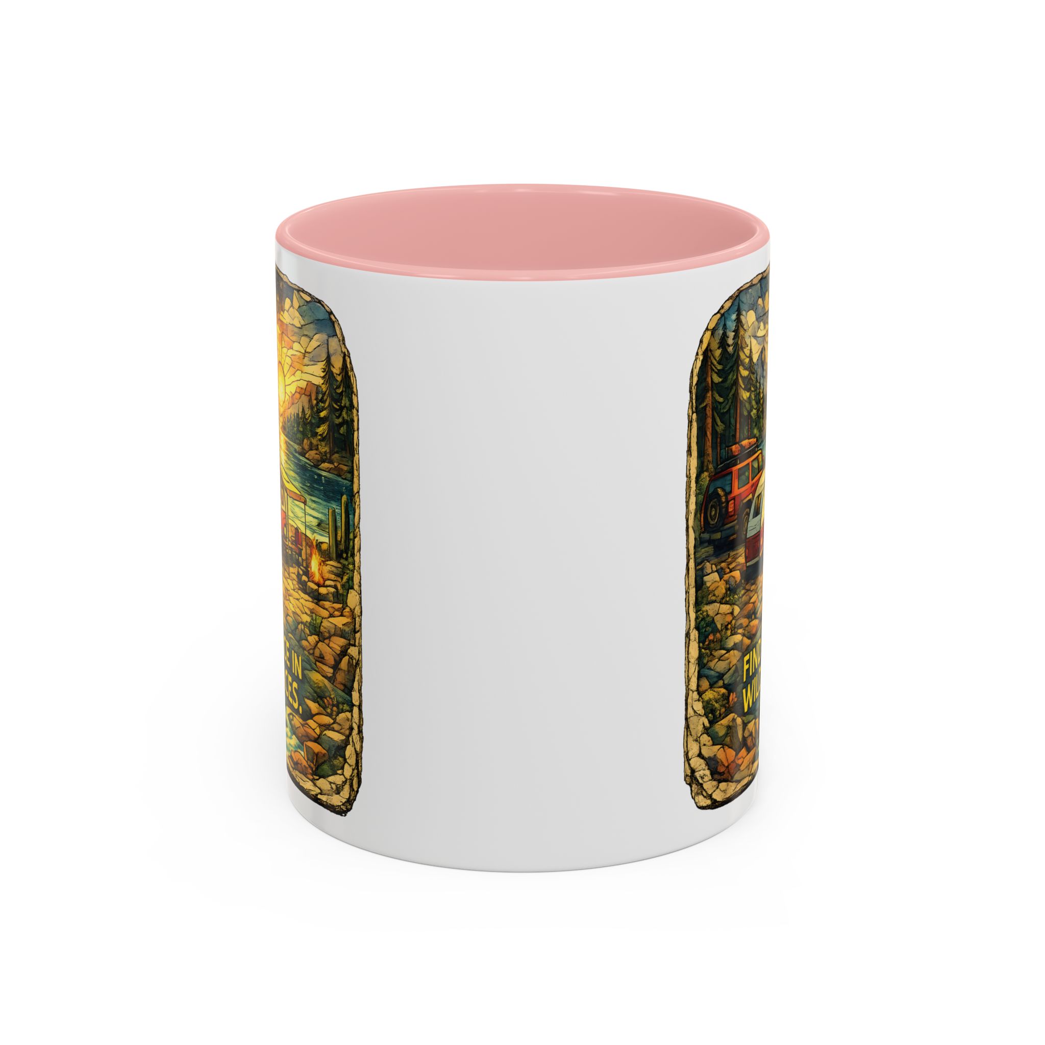 Accent Coffee Mug (11, 15oz) — "Find Peace In Wild Places" Design Cubic-Line