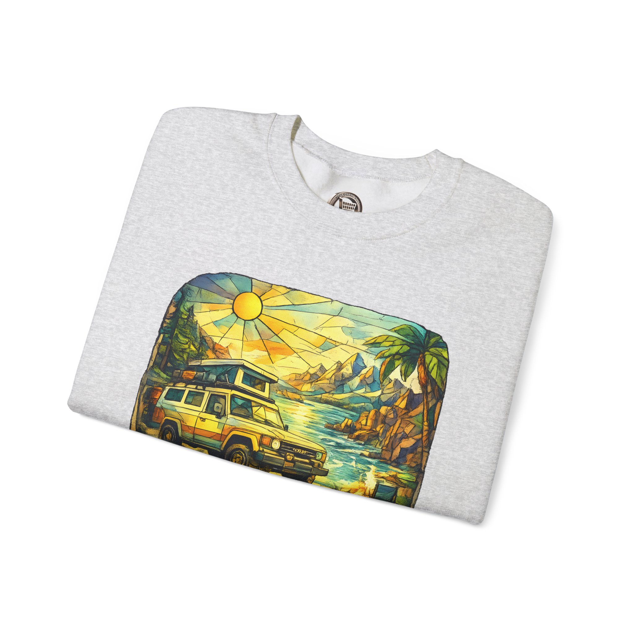 Unisex Heavy Blend™ Crewneck Sweatshirt — "Make Memories Around Every Corner" Design Cubic-Line