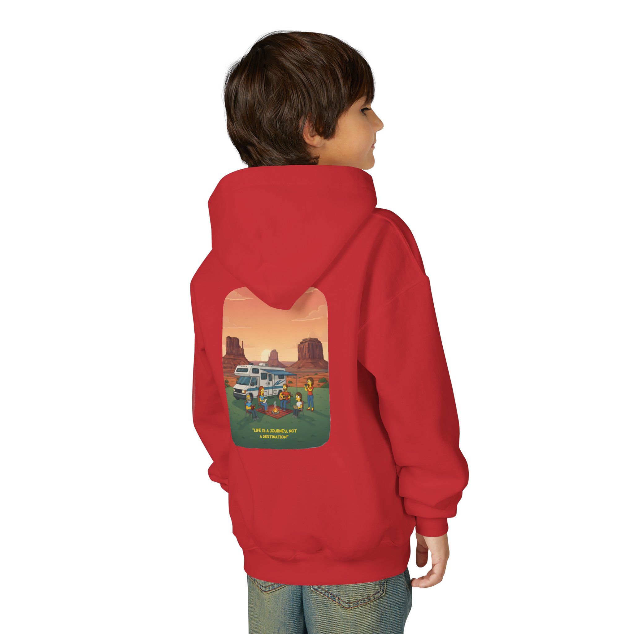 Youth Hoodie(Gildan) – "Life Is A Journey-Not A Destination" (Design Sitcom-Line)