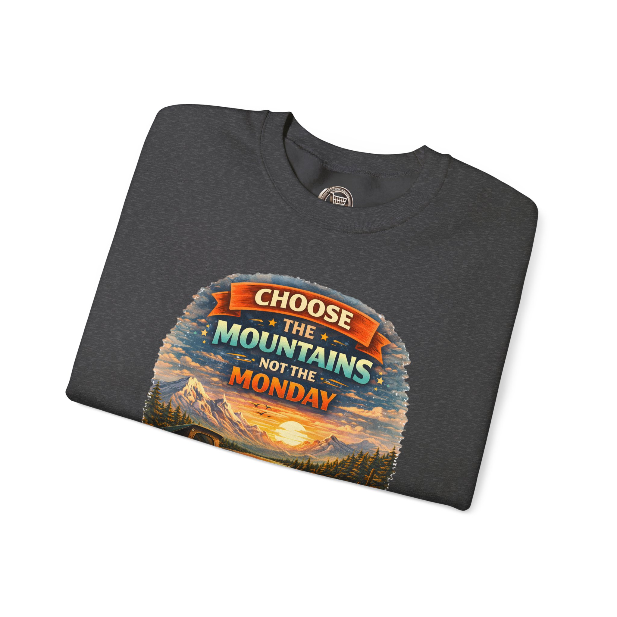 Unisex Heavy Blend™ Crewneck Sweatshirt — "Choose The Mountens" Design Scenic-Line
