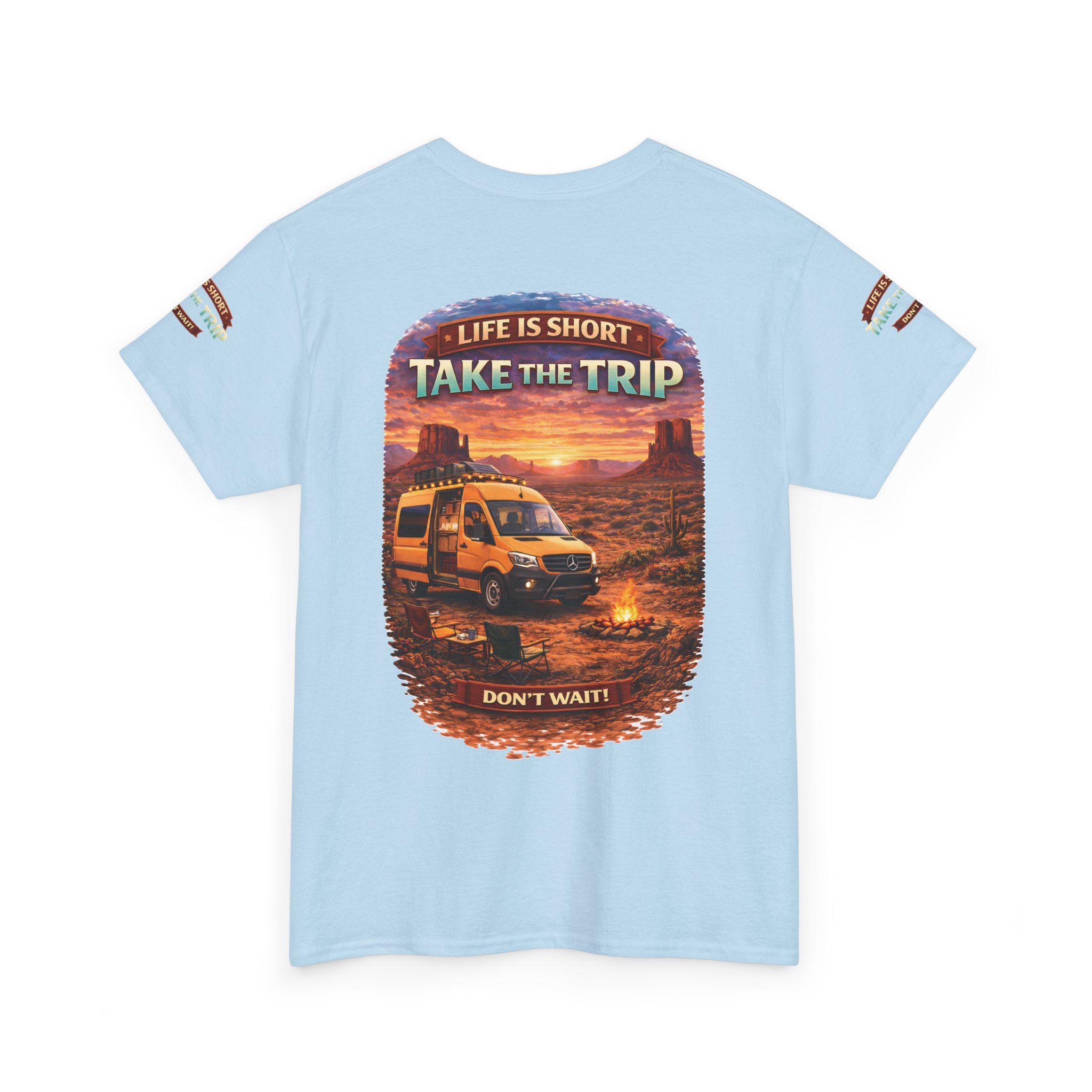 Unisex Heavy Cotton Tee — "Life Is To Short-Take The Trip" Design Scenic-Line