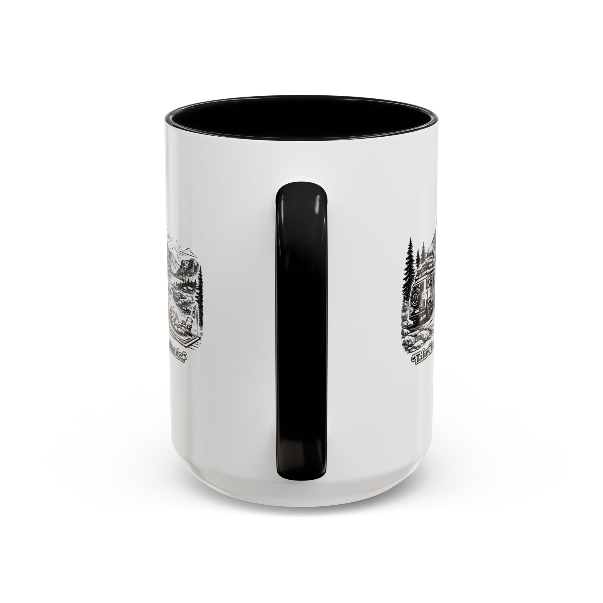 Accent Coffee Mug (11, 15oz) — "Take The Scenic Route" Design Minimal-Line