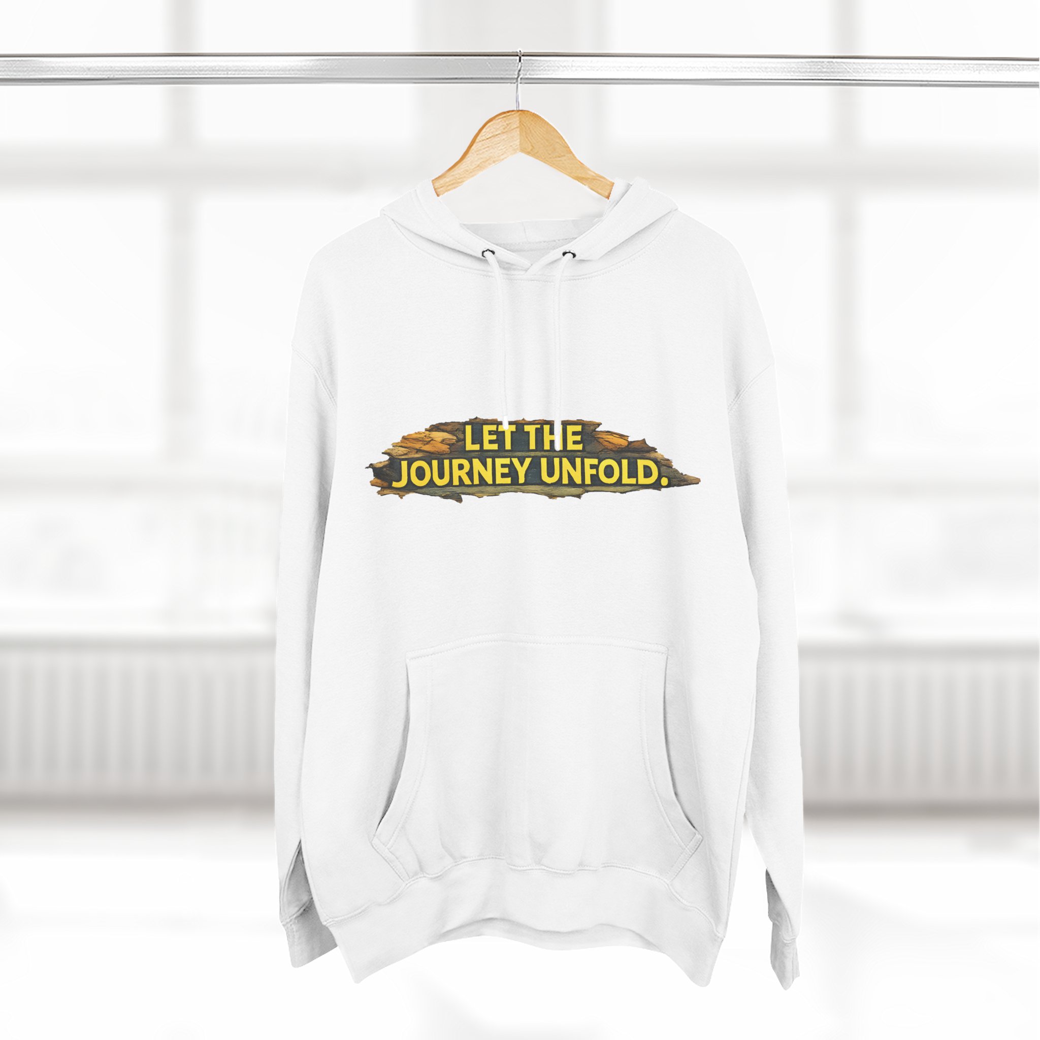 Three-Panel Fleece Hoodie - "Let The Journey Unfold" Design Cubic-Line