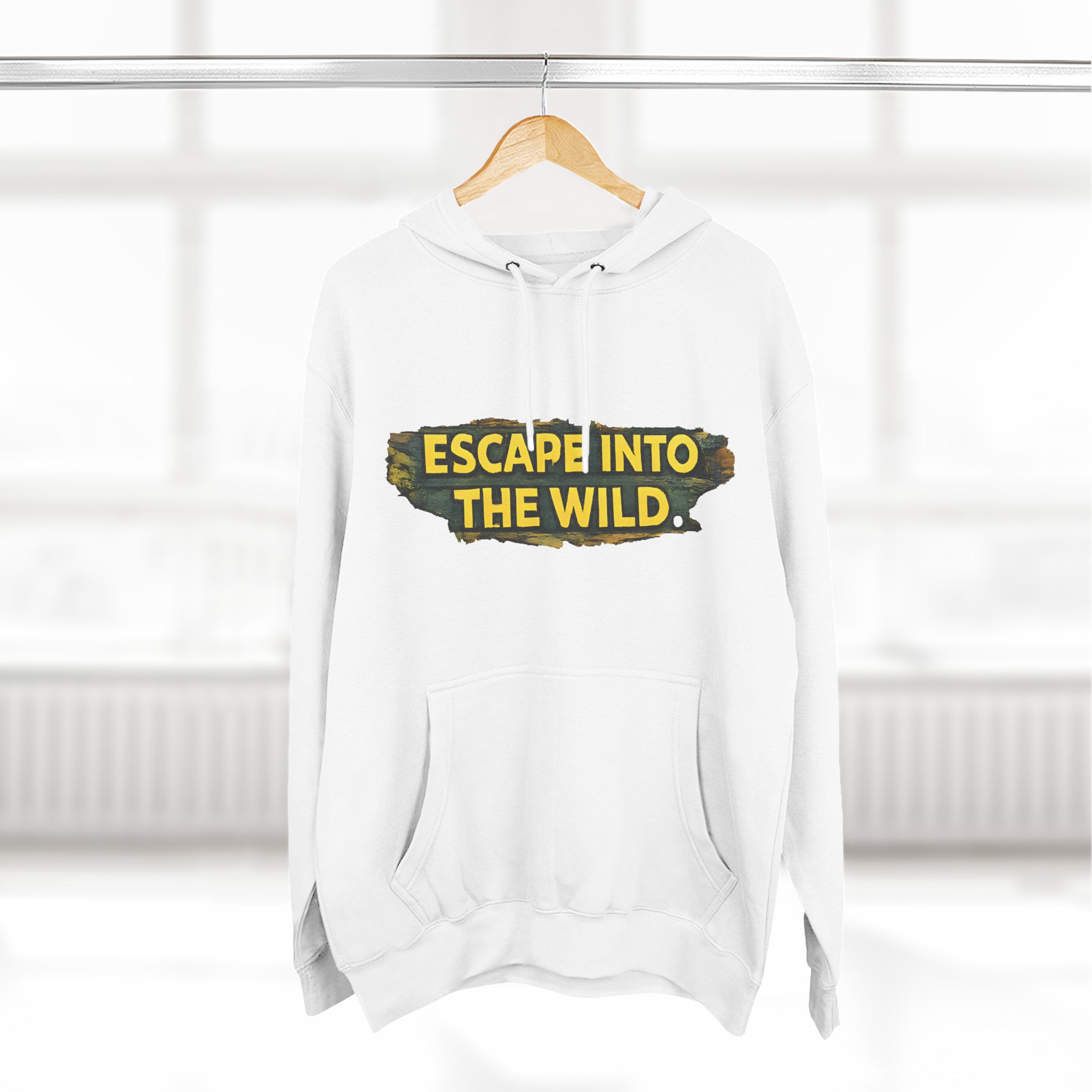 Three-Panel Fleece Hoodie - "Escape Into The Wild" Design Cubic-Line