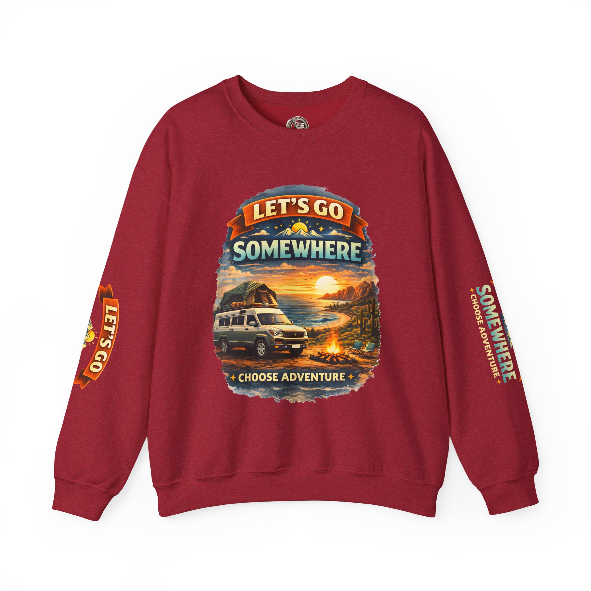 Unisex Heavy Blend™ Crewneck Sweatshirt — "Lets Go Somewhere" Design Scenic-Line