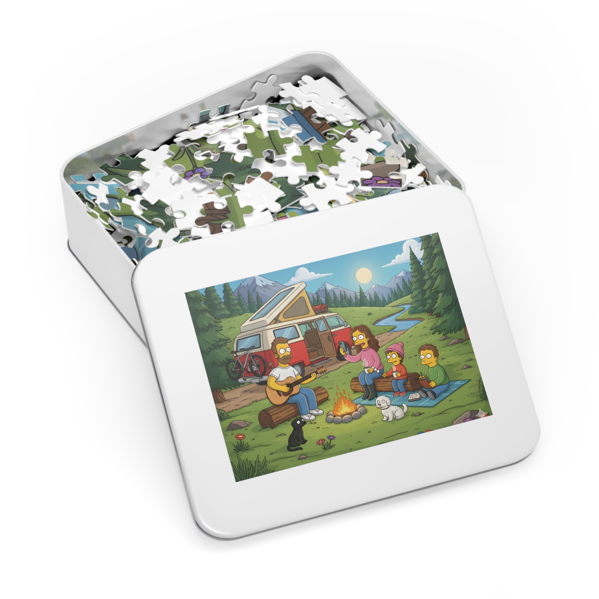 Jigsaw Puzzle with Tin — Scenic Campervan Campfire