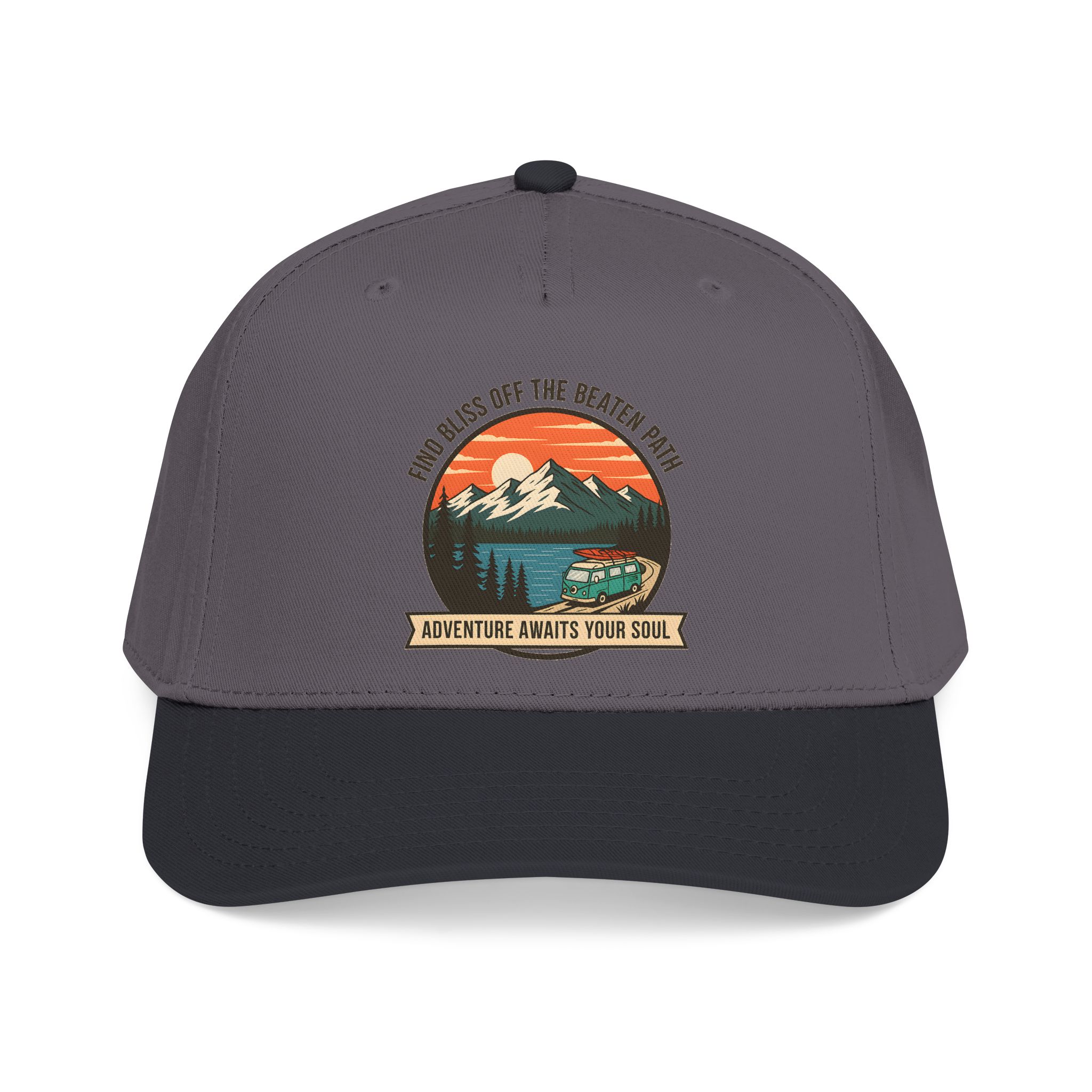 Baseball Cap — "Find Bliss of the beaten patch-Adventure Awaits Your Soul" Vintage Mountain Camp Camper Design