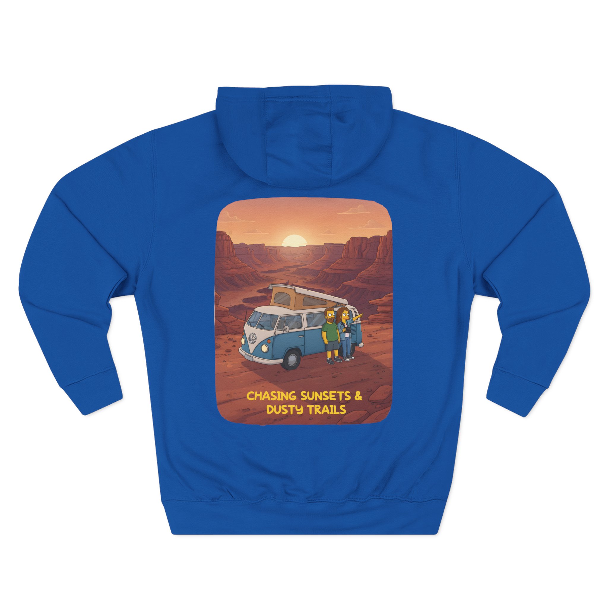 Three-Panel Fleece Hoodie - "Chasing Sunsets And Dusty Trails" Design Sitcom-Line
