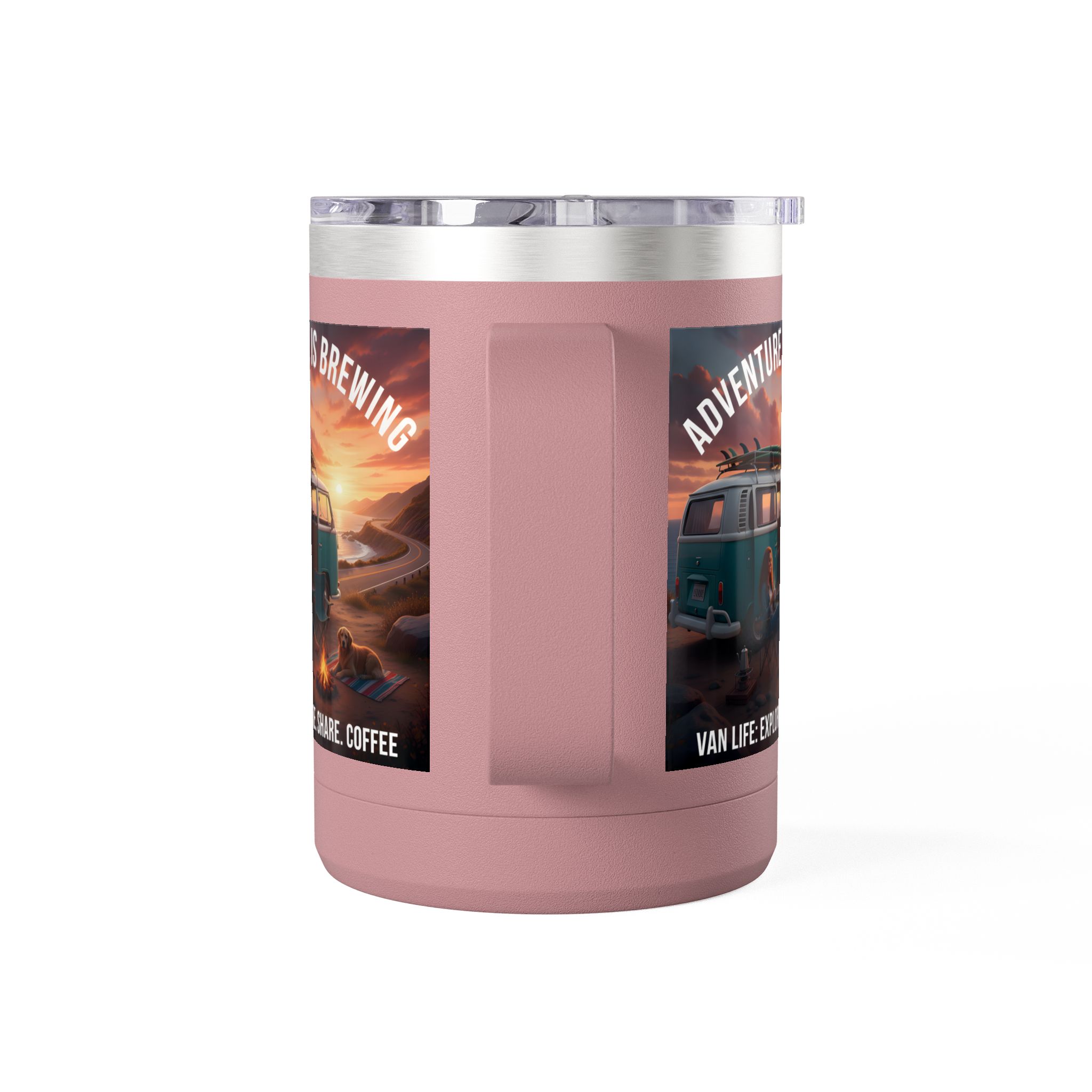 Coffee Mug Tumbler, 15oz-- "Adventure Is Brewing"