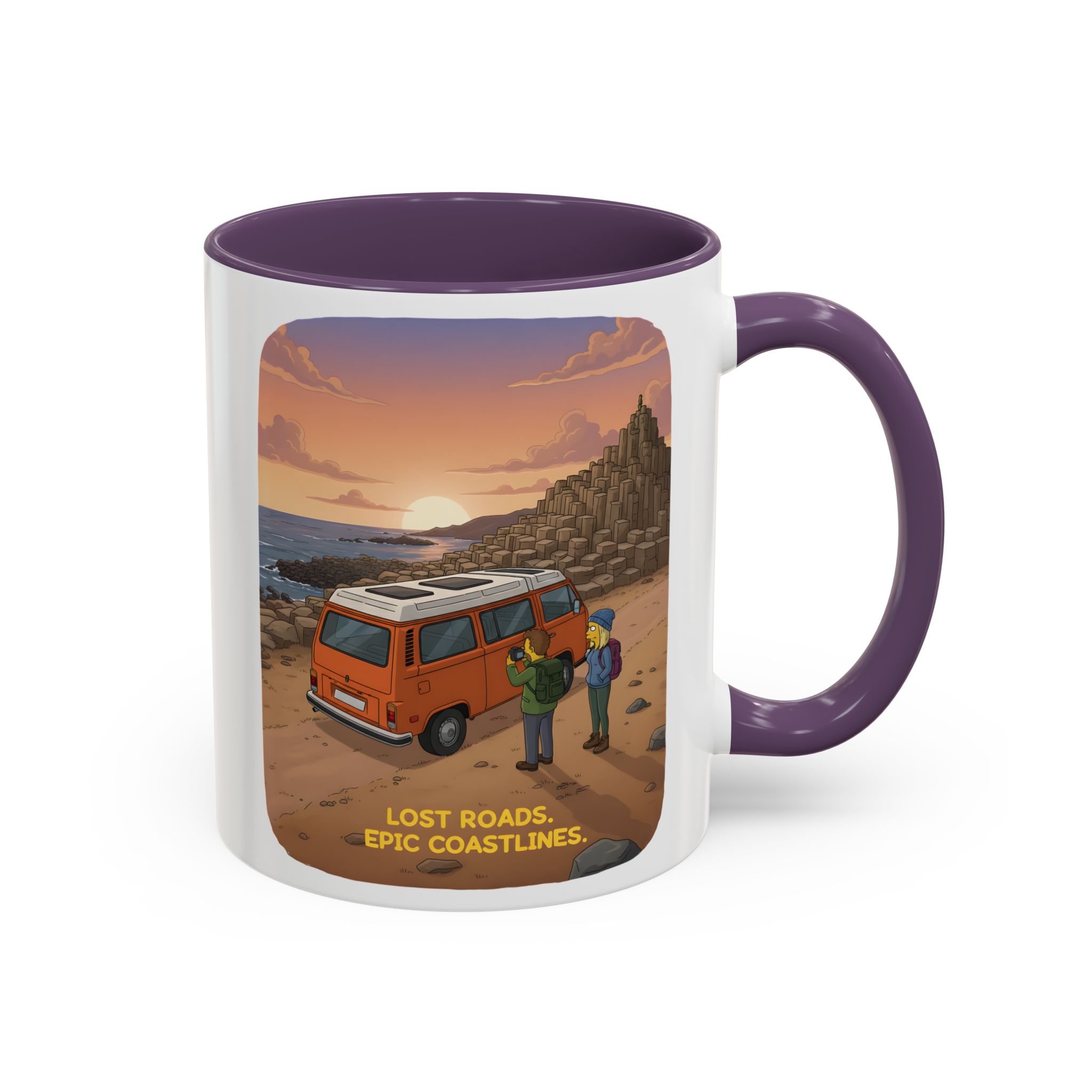 Accent Coffee Mug (11, 15oz) — "Lost Roads Epic Coastlines" Design Sitcom-Line