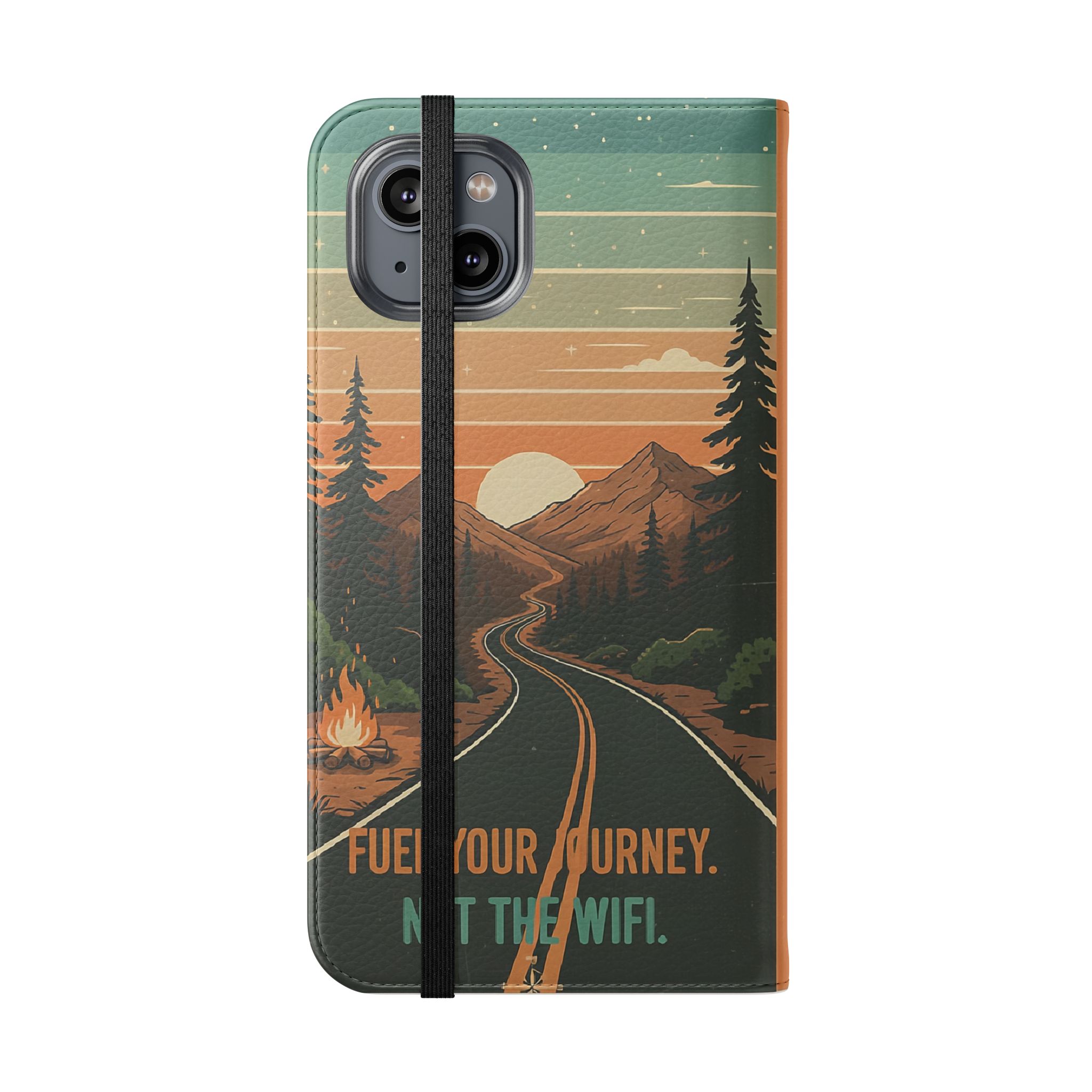Flip Phone Case — "Adventure Awaits Unplug & Drive" Wallet Case