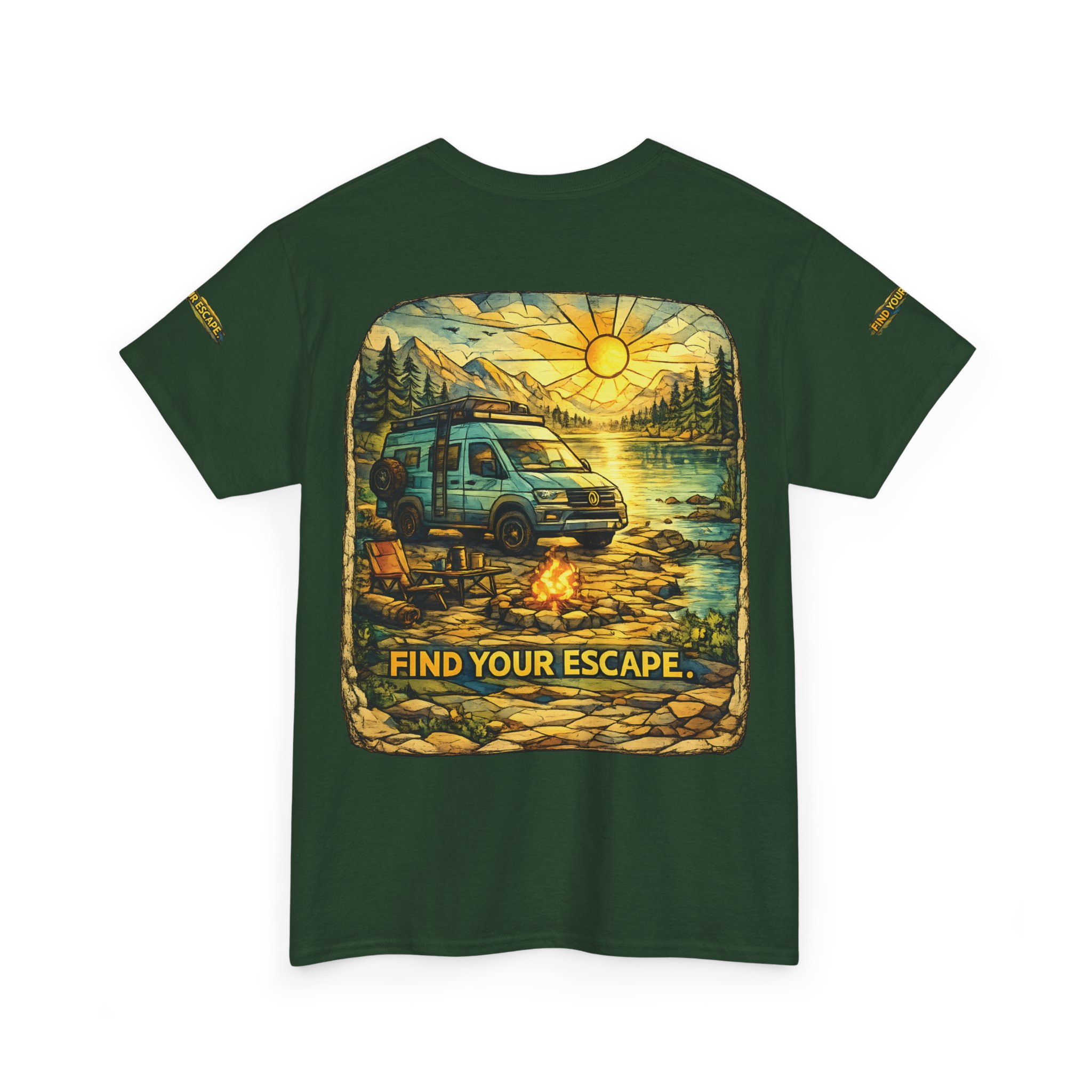 Unisex Heavy Cotton Tee — "Find Your Escape" Design Cubic-Line