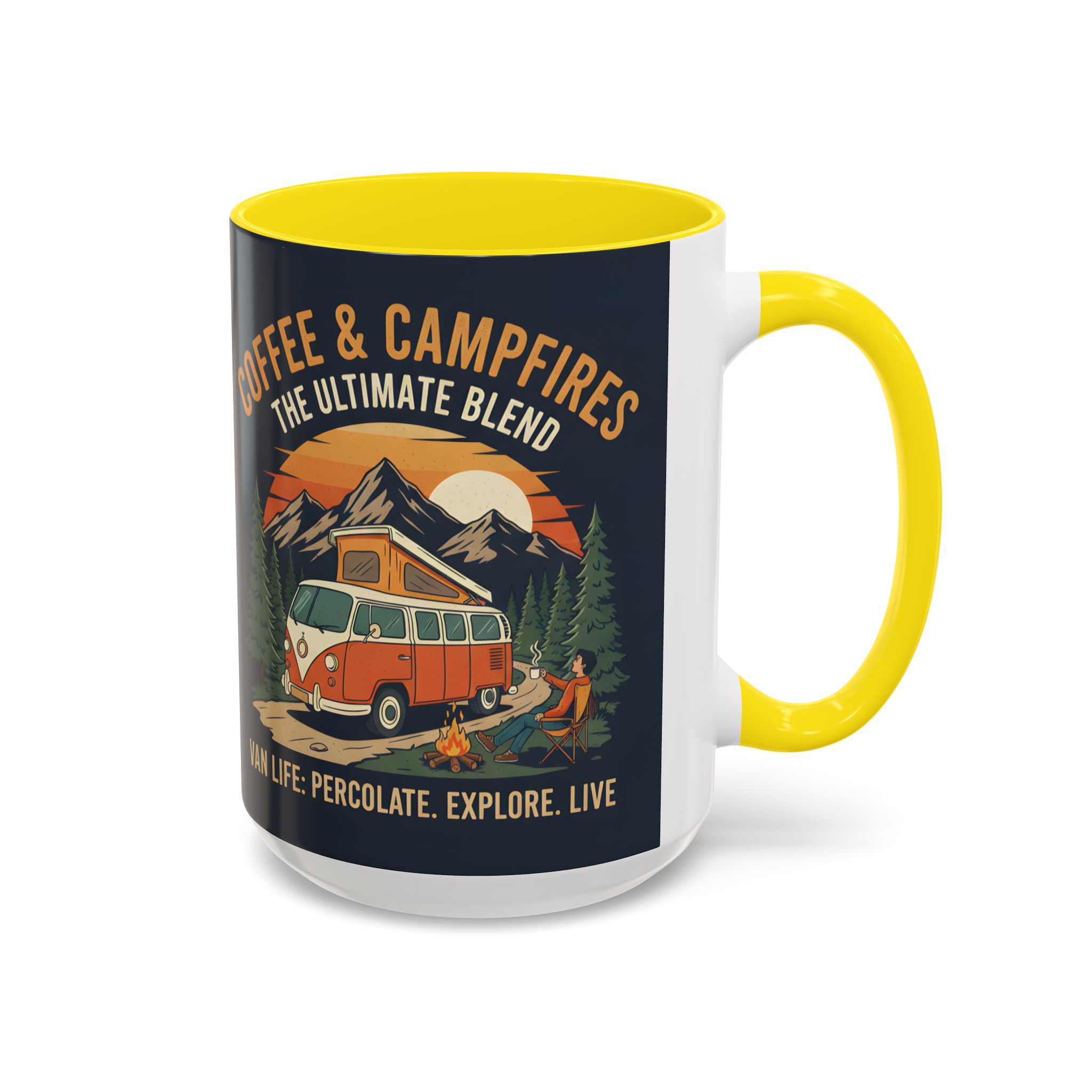 Accent Coffee Mug (11, 15oz) — "Coffee and campfires"