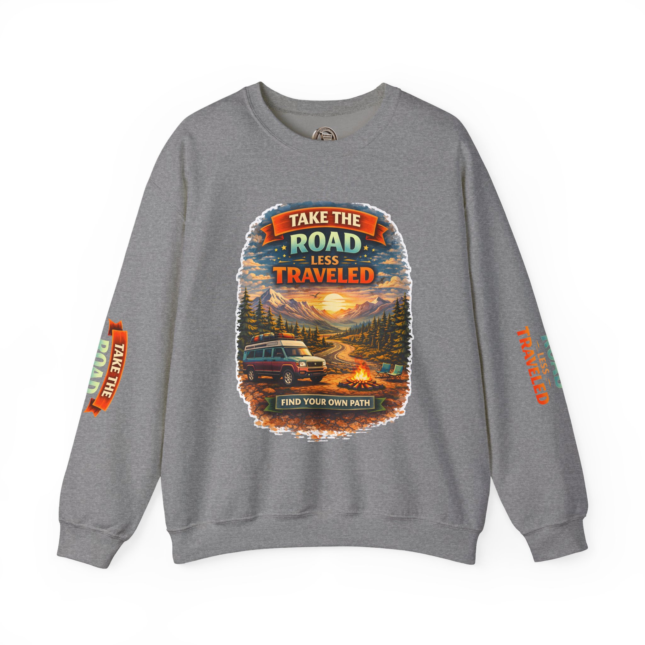10395975879924959678_2048.jpeg Unisex Heavy Blend™ Crewneck Sweatshirt — "Take The Road Less Traveled" Design Scenic-Line