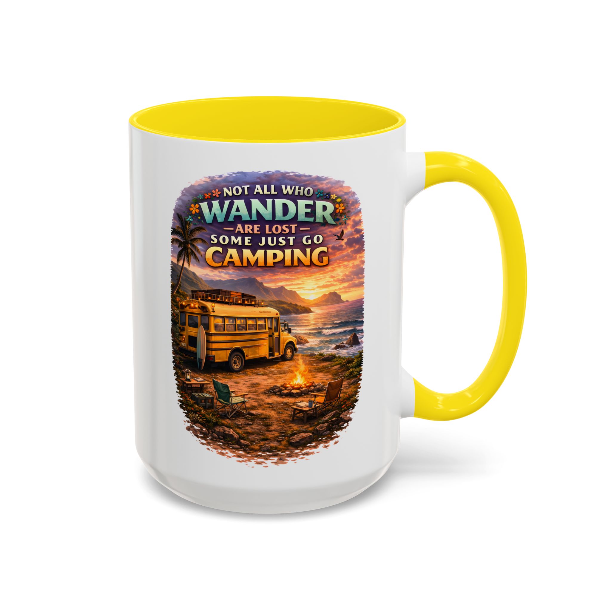 Accent Coffee Mug (11, 15oz) — "Not All Who Wander Are Lost" Design Scenic-Line