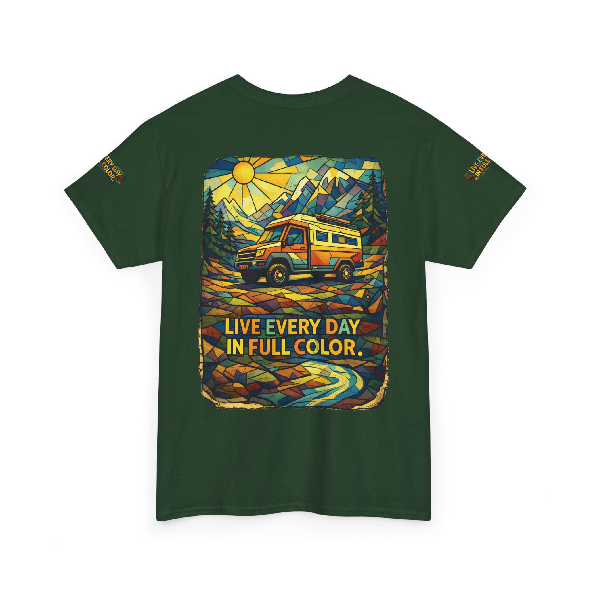 10398384221432409028_2048.jpeg Unisex Heavy Cotton Tee — "Live Life Every Day In Full Color" Design Cubic-Line