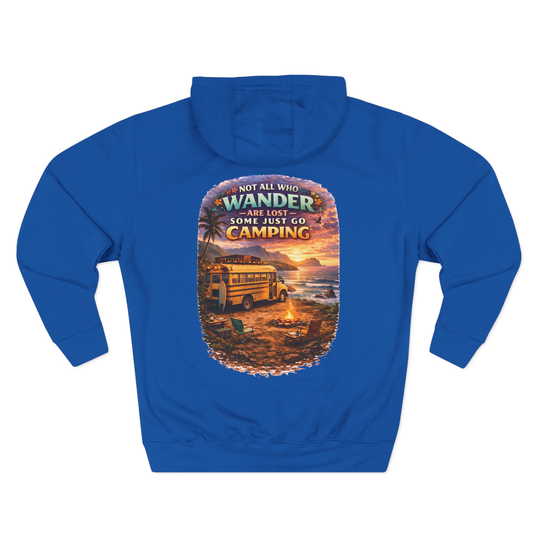 Three-Panel Fleece Hoodie - "Not All Who Wander Are Lost " Design Scenic-Line
