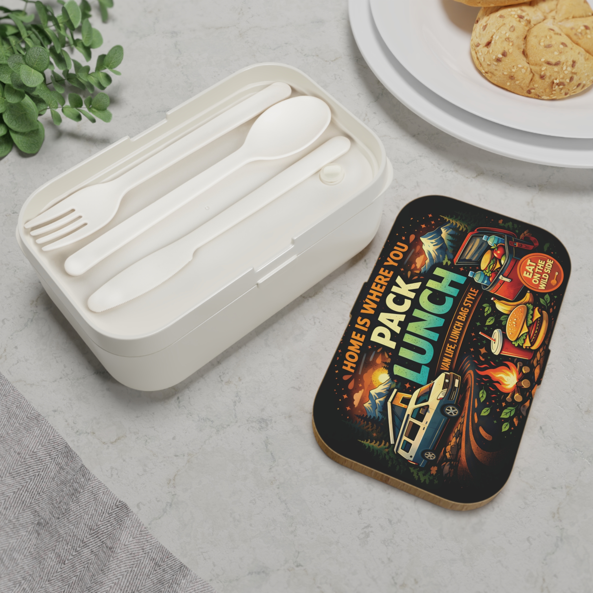 Adventure Camper Bento Box — "Home Is Where You Pack Lunch" Van Life Camping Lunchbox