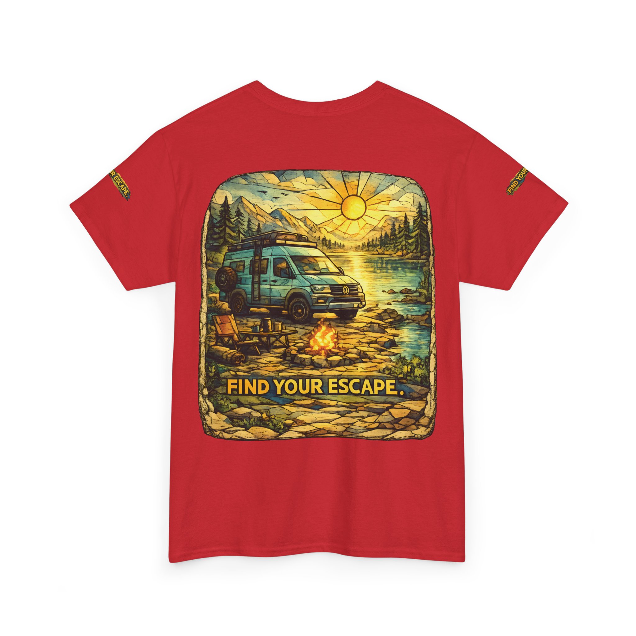 Unisex Heavy Cotton Tee — "Find Your Escape" Design Cubic-Line