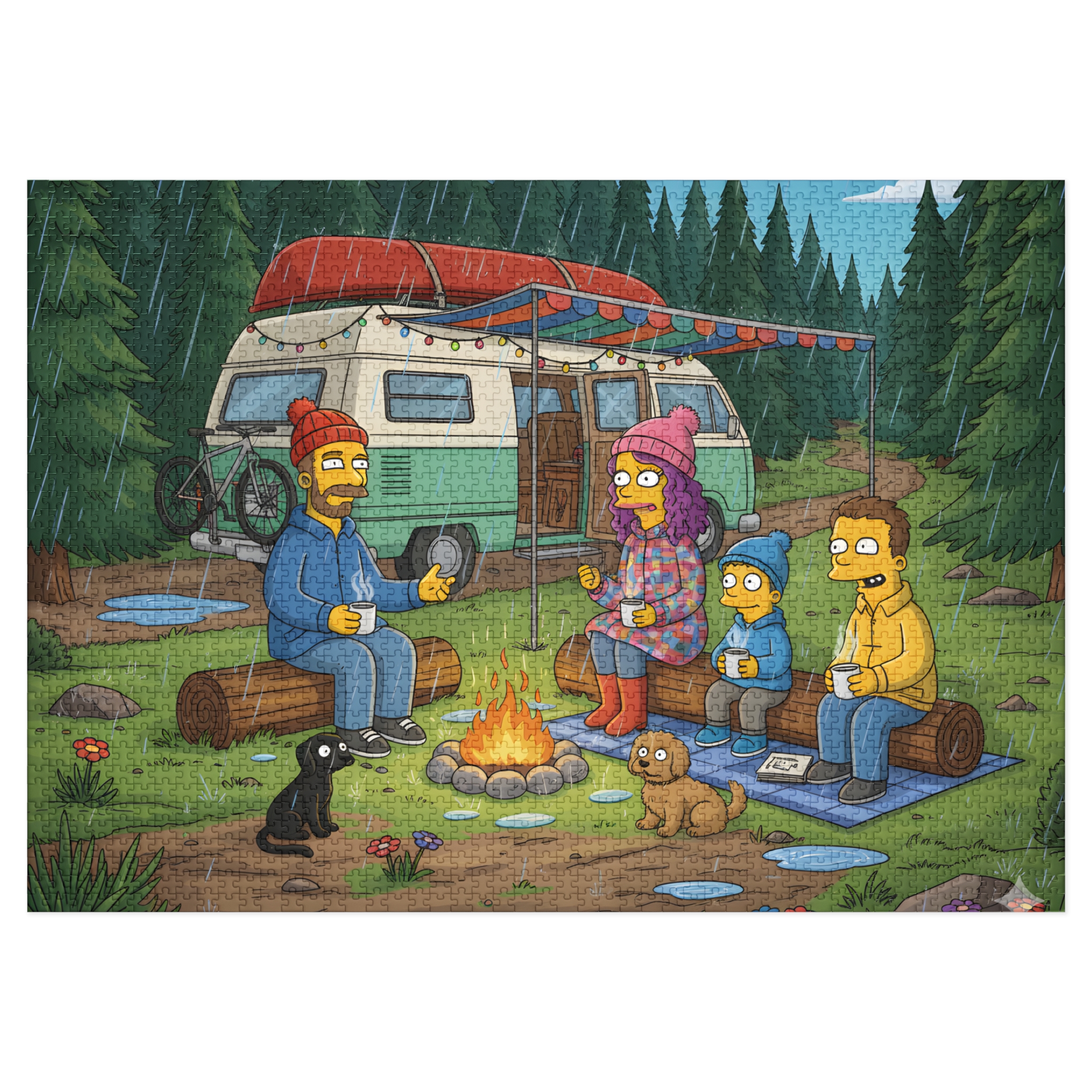 Jigsaw Puzzle with Tin — Outdoor Camper Scene