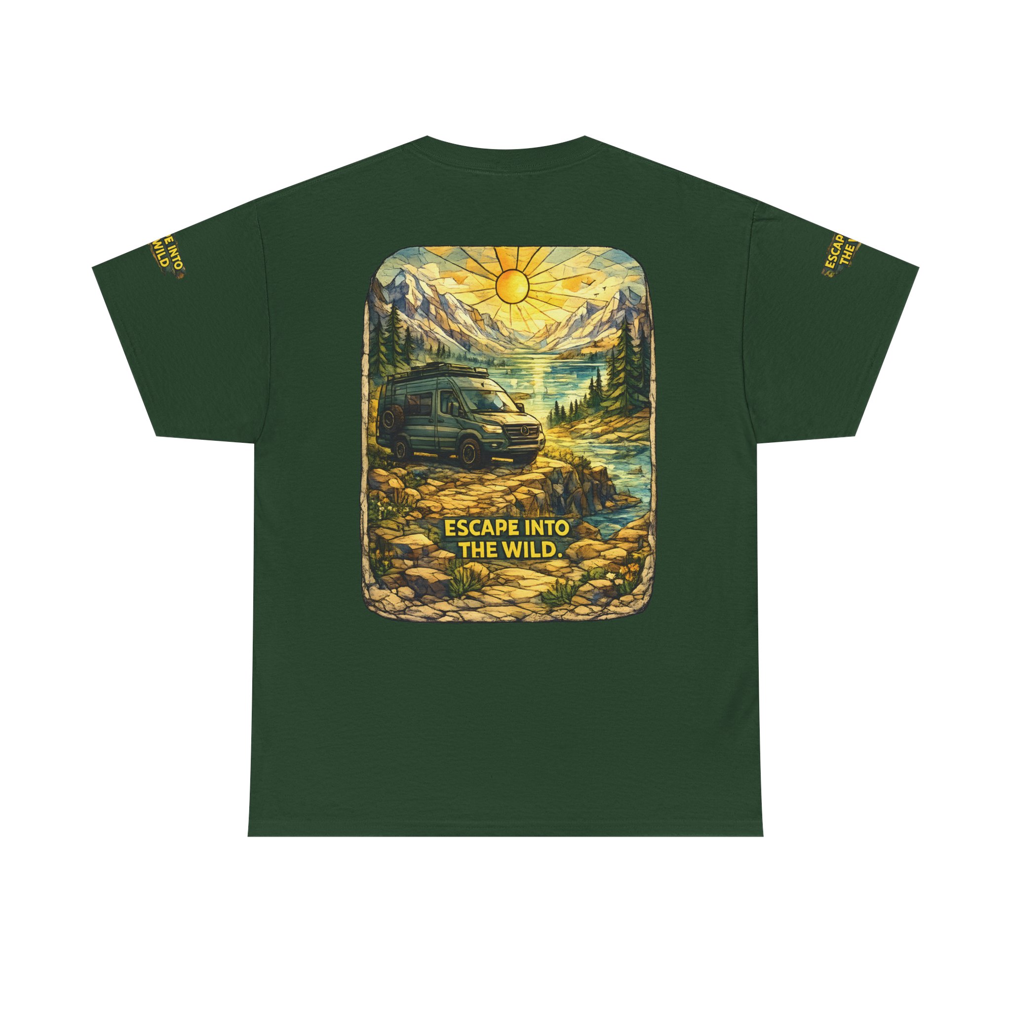 Unisex Heavy Cotton Tee — "Escape Into The Wild" Design Cubic-Line