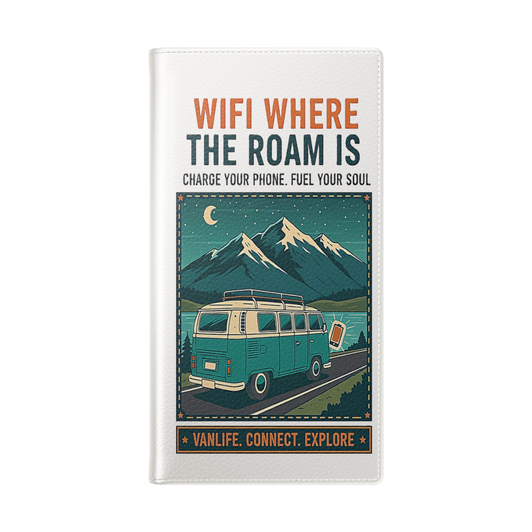 Flip Phone Case — “WiFi Where the Roam Is” Vanlife Wallet Case