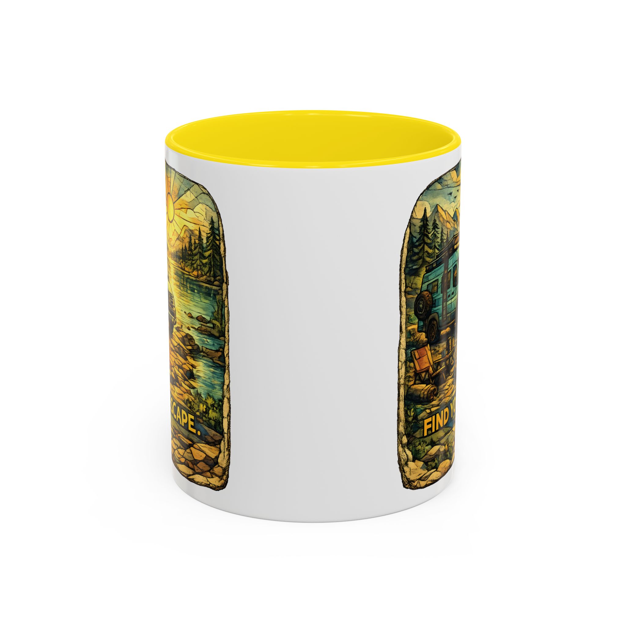 10421824867620685352_2048.jpeg Accent Coffee Mug (11, 15oz) — "Find Your Escape" Design Cubic-Line