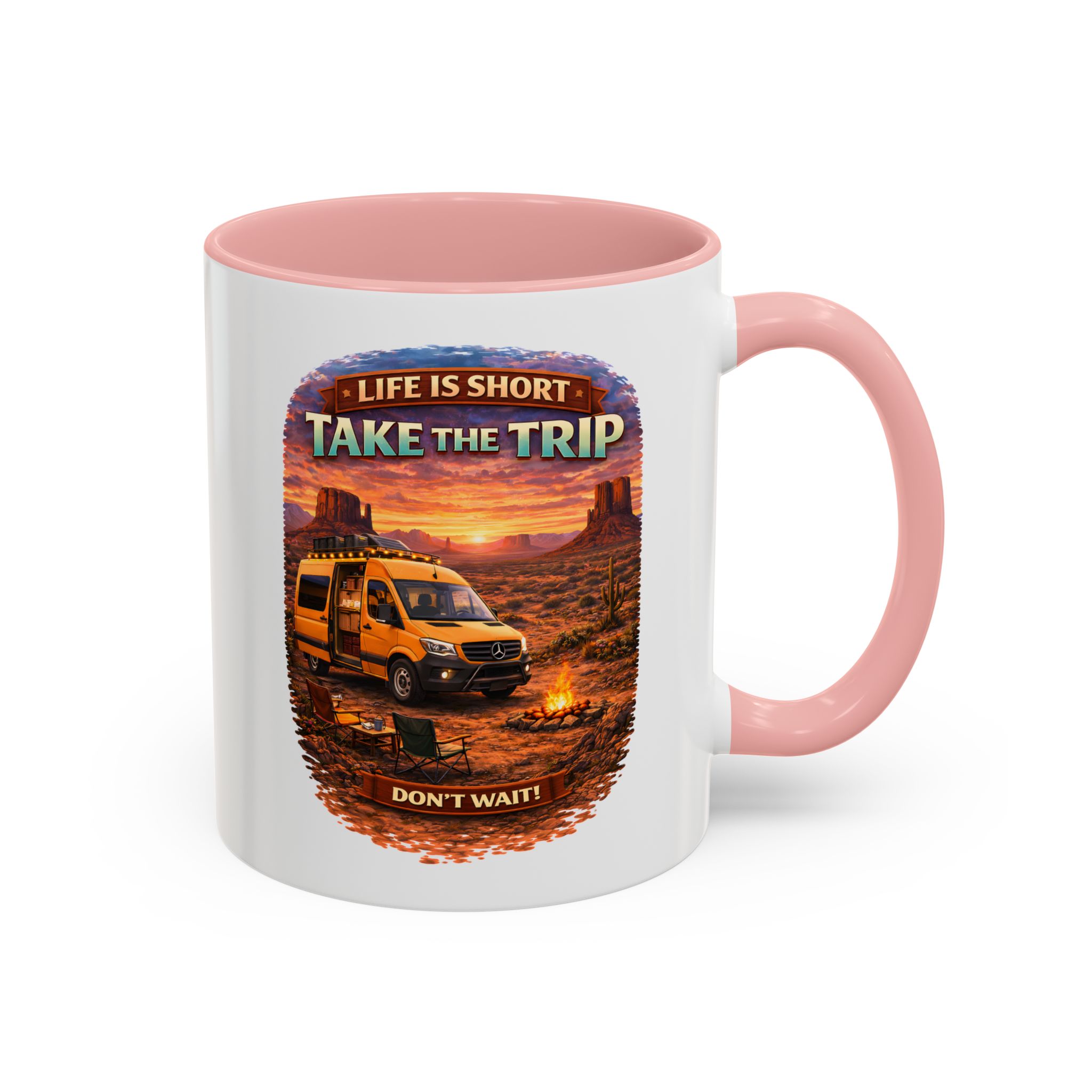 Accent Coffee Mug (11, 15oz) — "Live Is Short Take The Trip" Design Scenic-Line