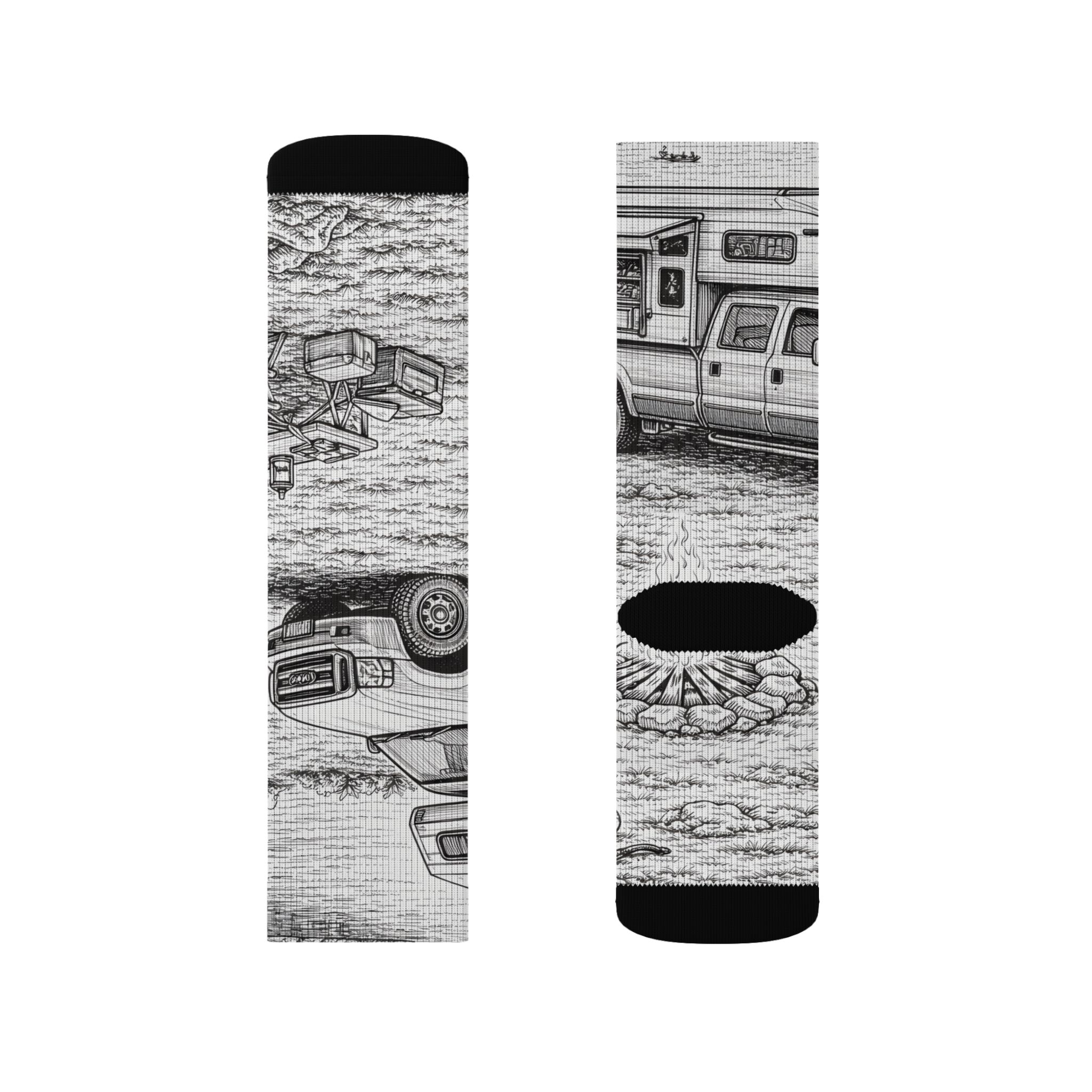 Sublimation Socks — Retro Camper Roadtrip Crew Socks