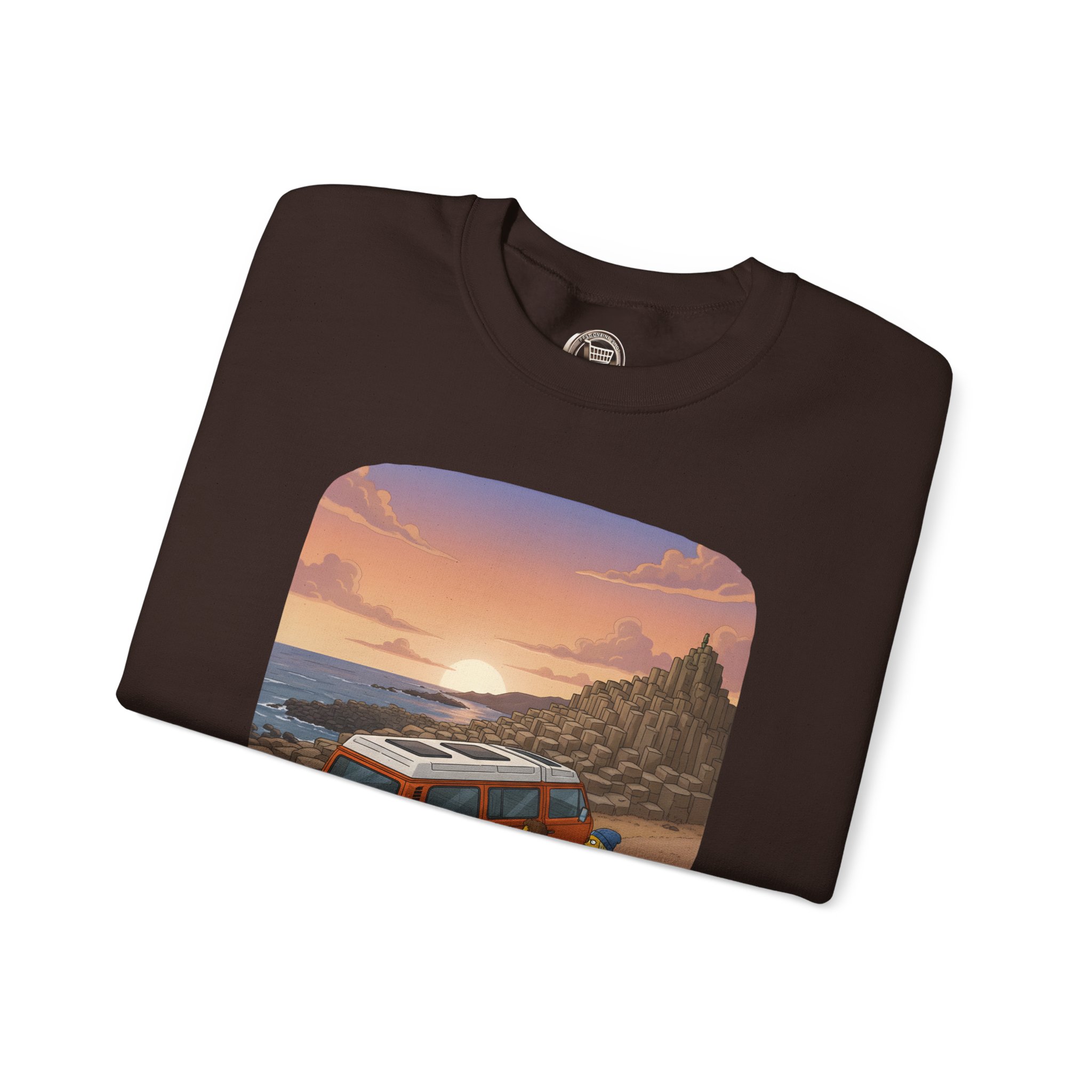Unisex Heavy Blend™ Crewneck Sweatshirt — "Lost Roads Epic Coastlines" Design Sitcom-Line