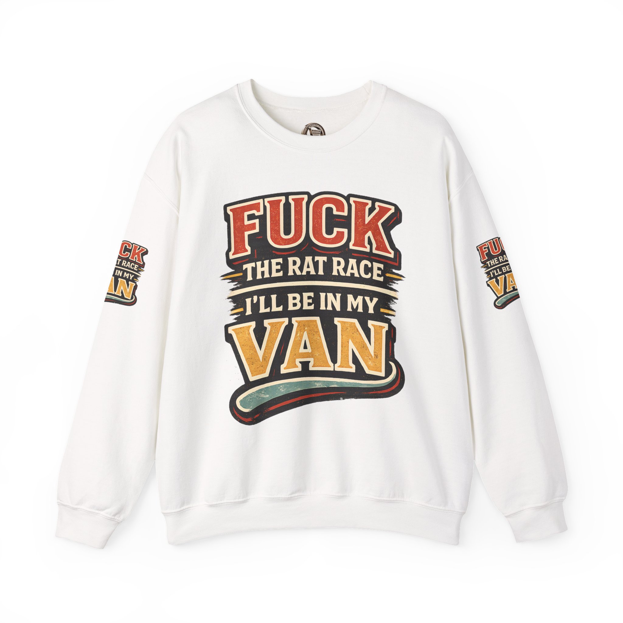 Unisex Heavy Blend™ Crewneck Sweatshirt — "Fuck The Rat Race" Design F**K-Line