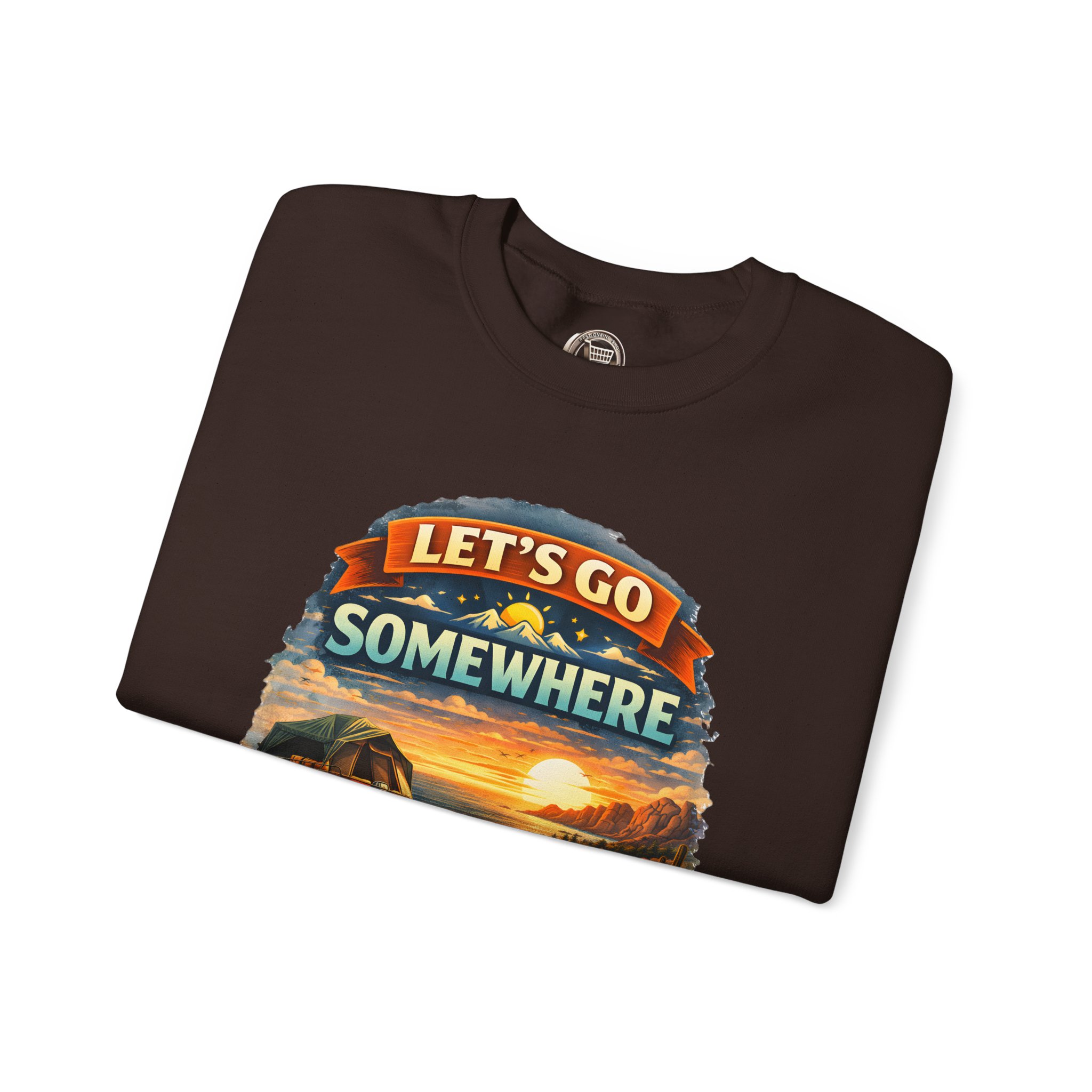 Unisex Heavy Blend™ Crewneck Sweatshirt — "Lets Go Somewhere" Design Scenic-Line