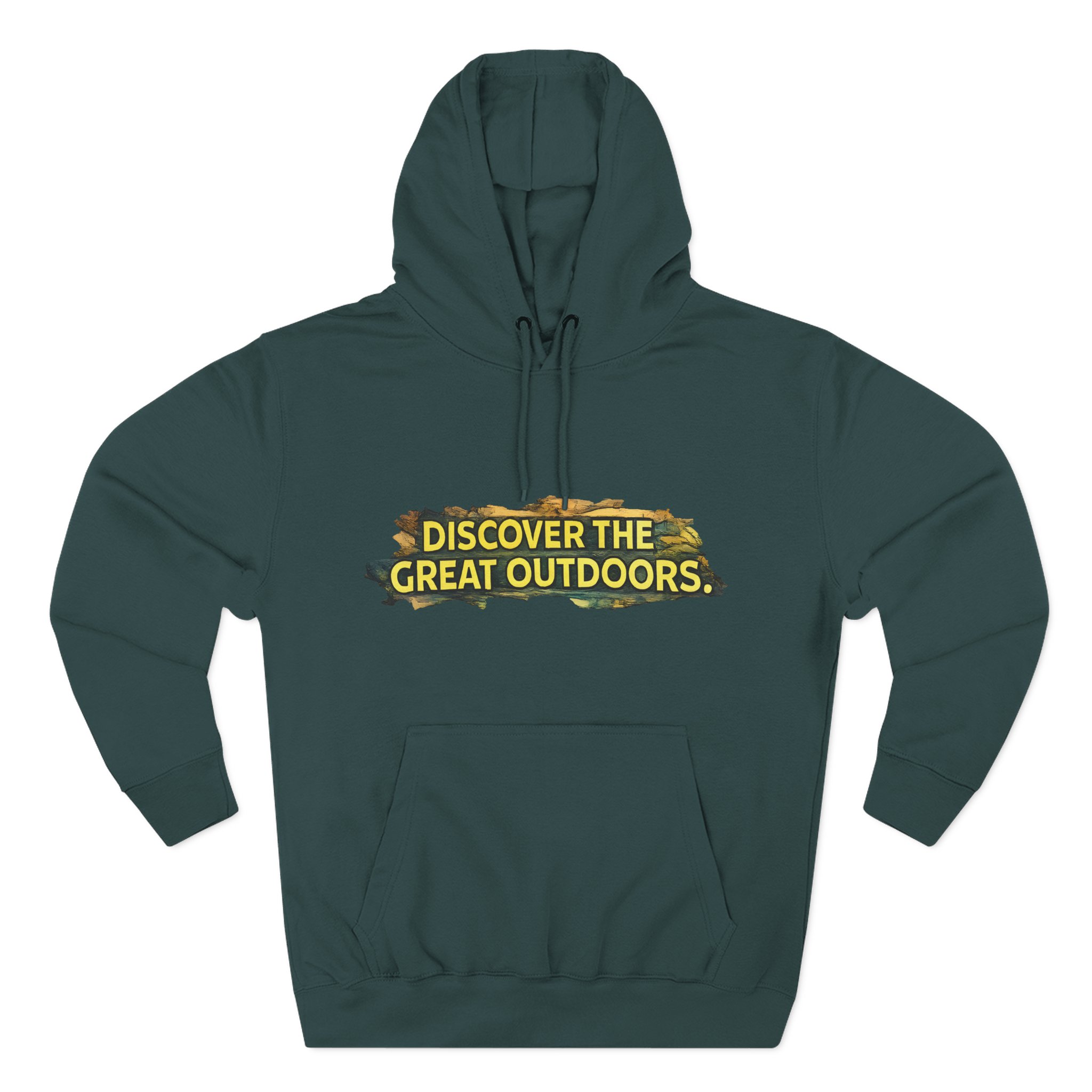 Three-Panel Fleece Hoodie - "Discover The Great Outdoors" Design Cubic-Line