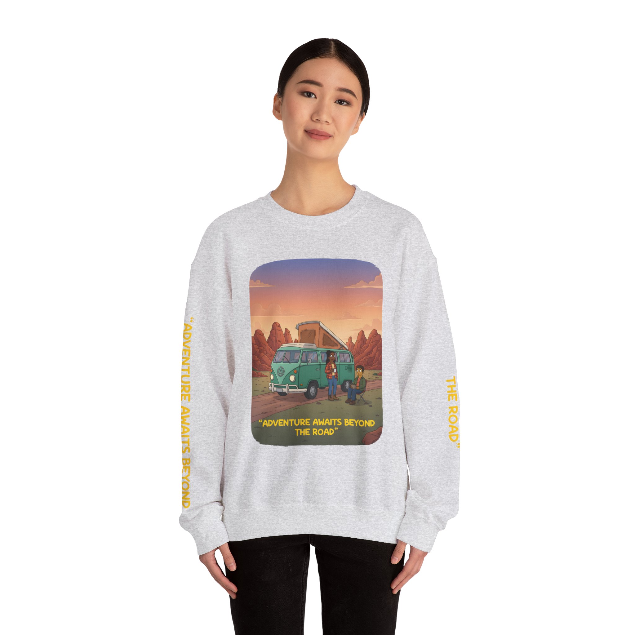 10436935495534640178_2048-1.jpeg Unisex Heavy Blend™ Crewneck Sweatshirt — "Adventure Awaits Beyond The Road" Design Sitcom-Line