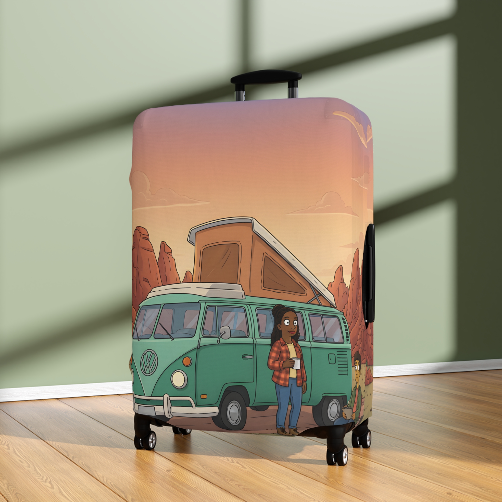 Luggage Cover — Adventure Camper Sketch Travel Suitcase(Design Sitcom-Line)